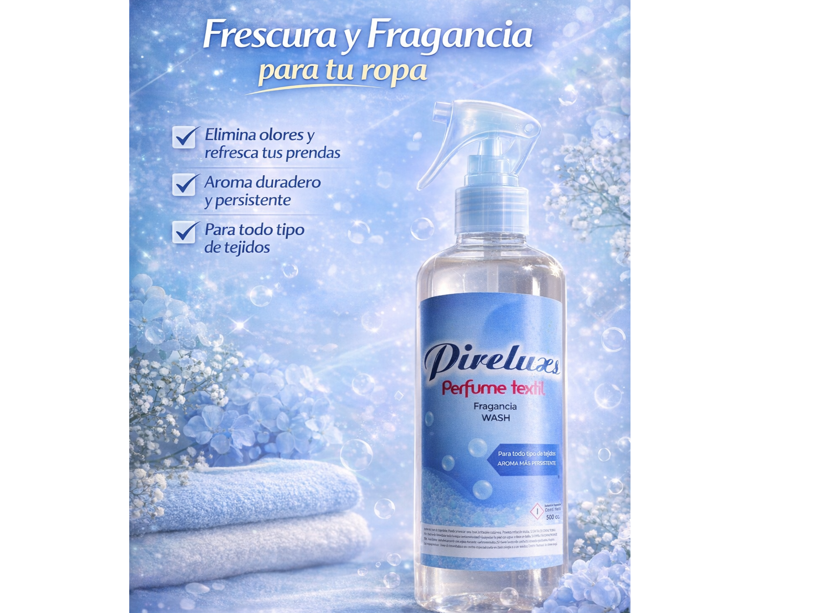 pireluxs 500cc perfume para ropa