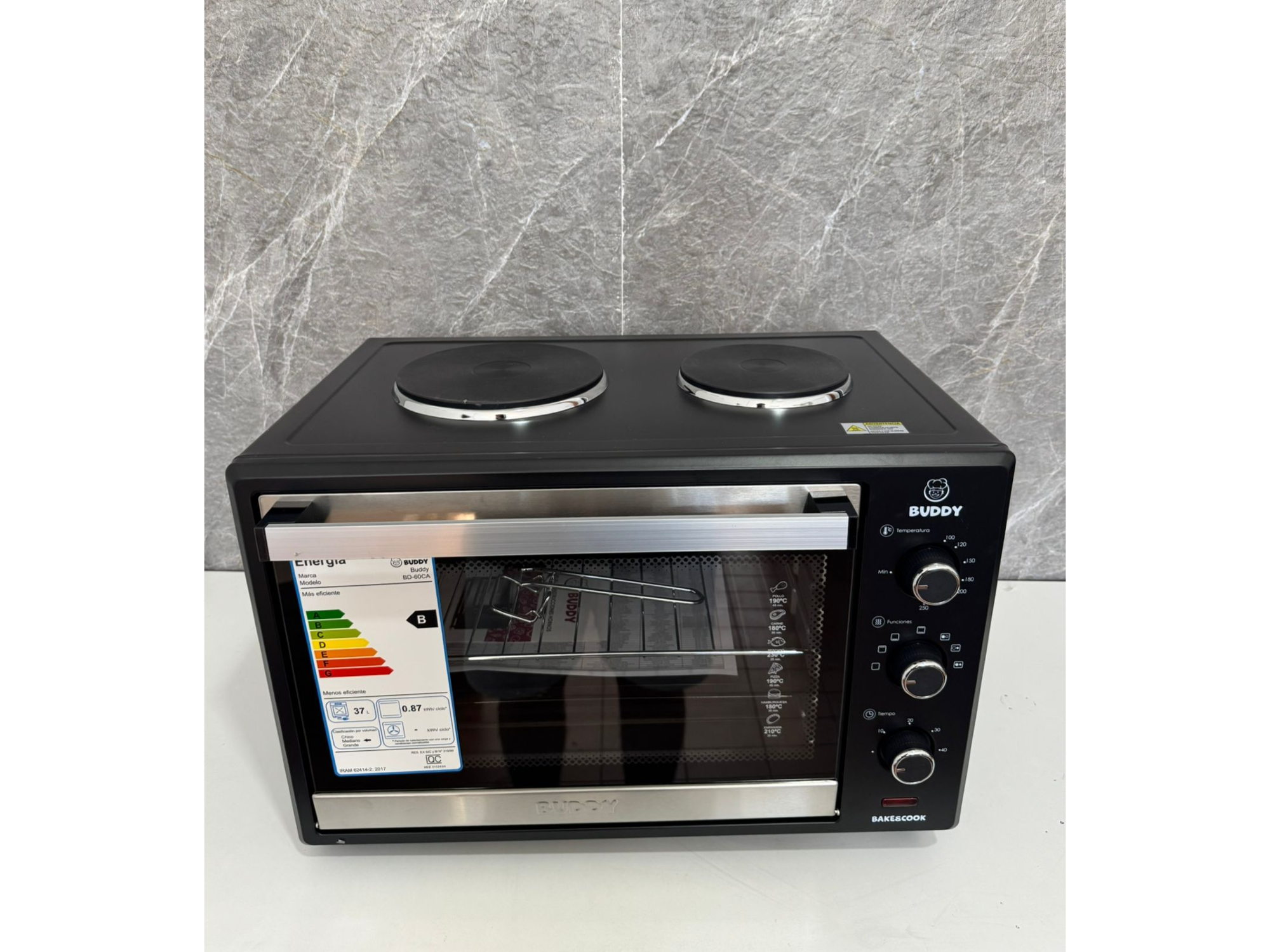 Horno eléctrico con anafe doble 60 lts Axel
