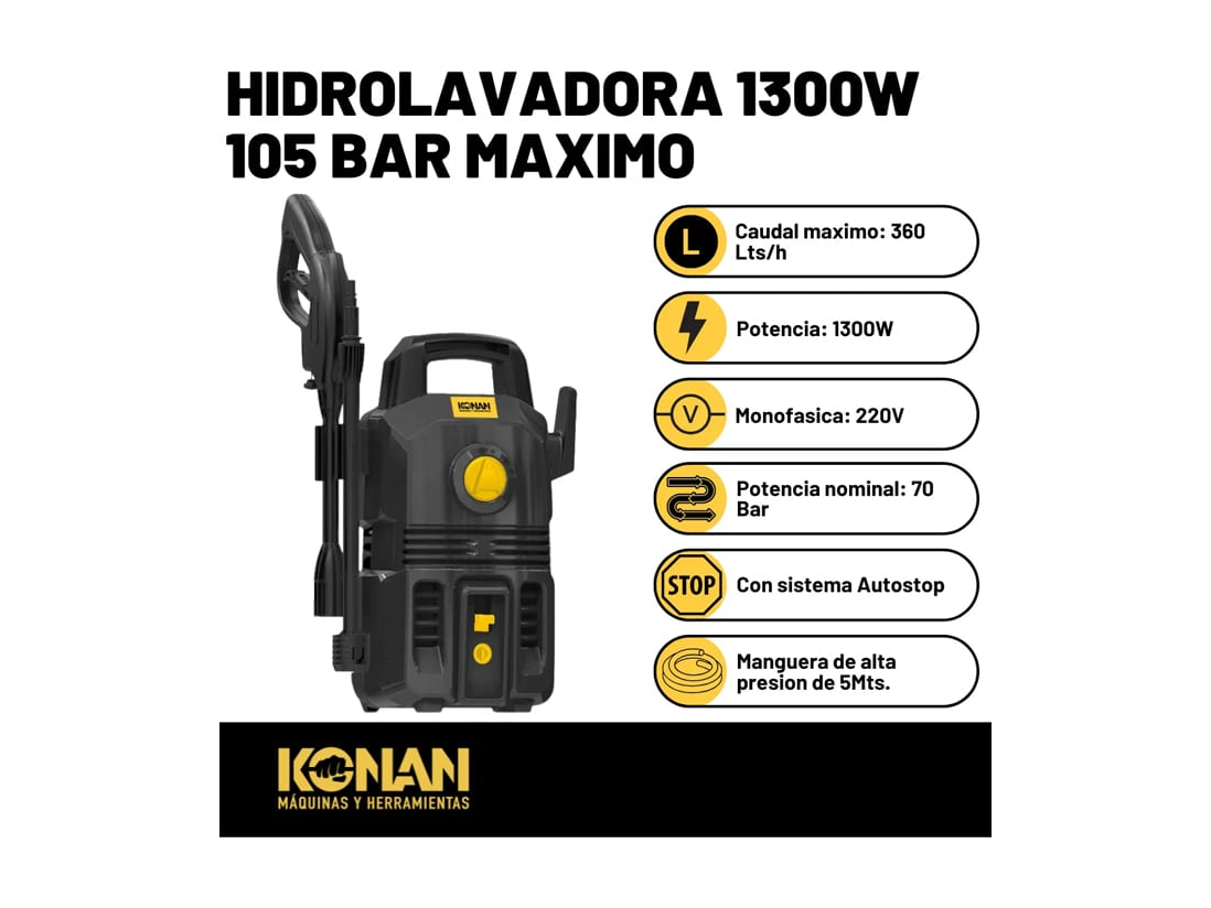 Hidrolavadora Konan 1300 W 105 bar