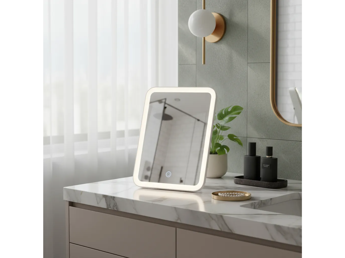 Espejo LED con luz touch recargable