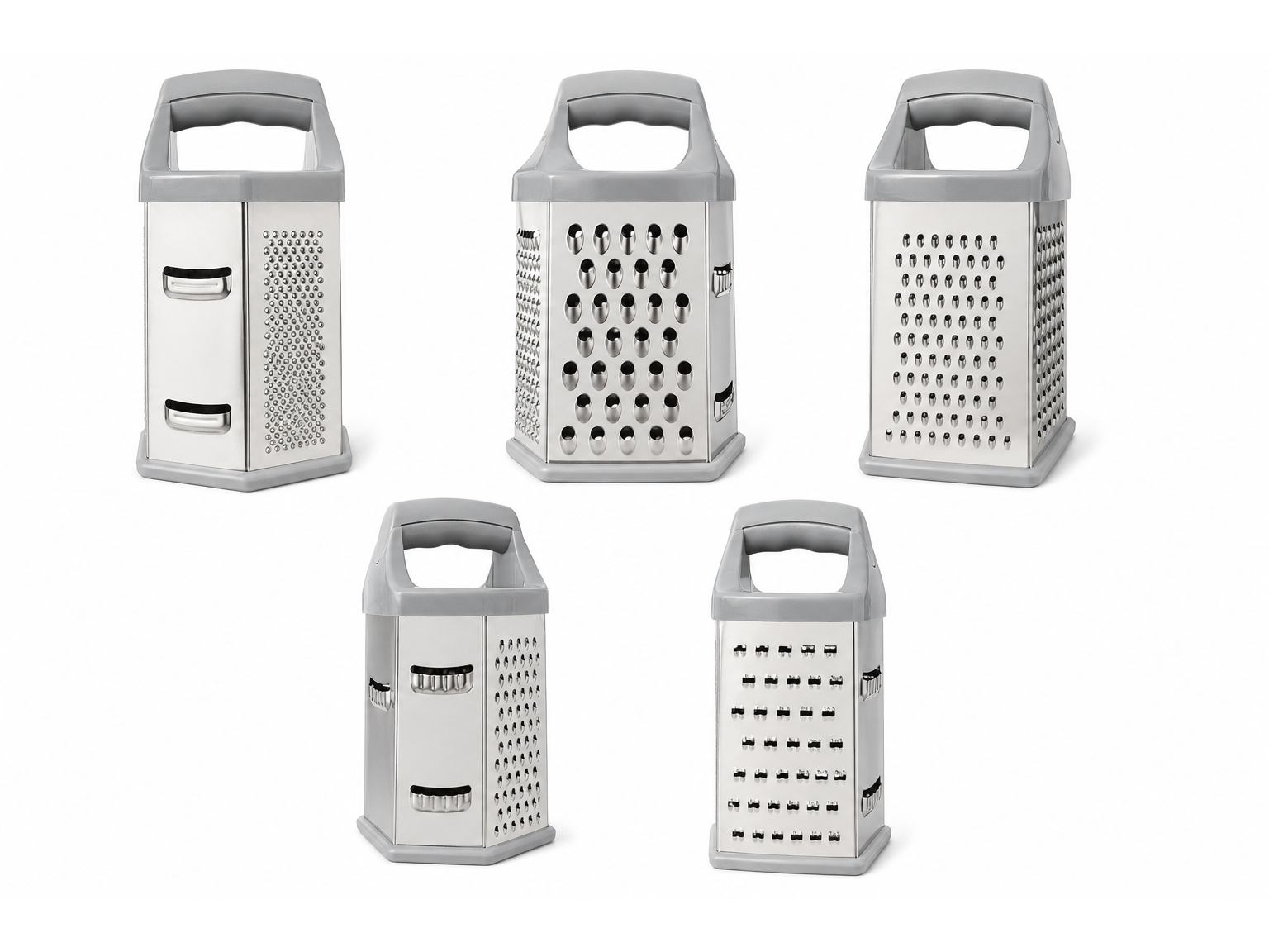 Rallador Manual de Acero Inoxidable con 6 Caras y Base Antideslizante
