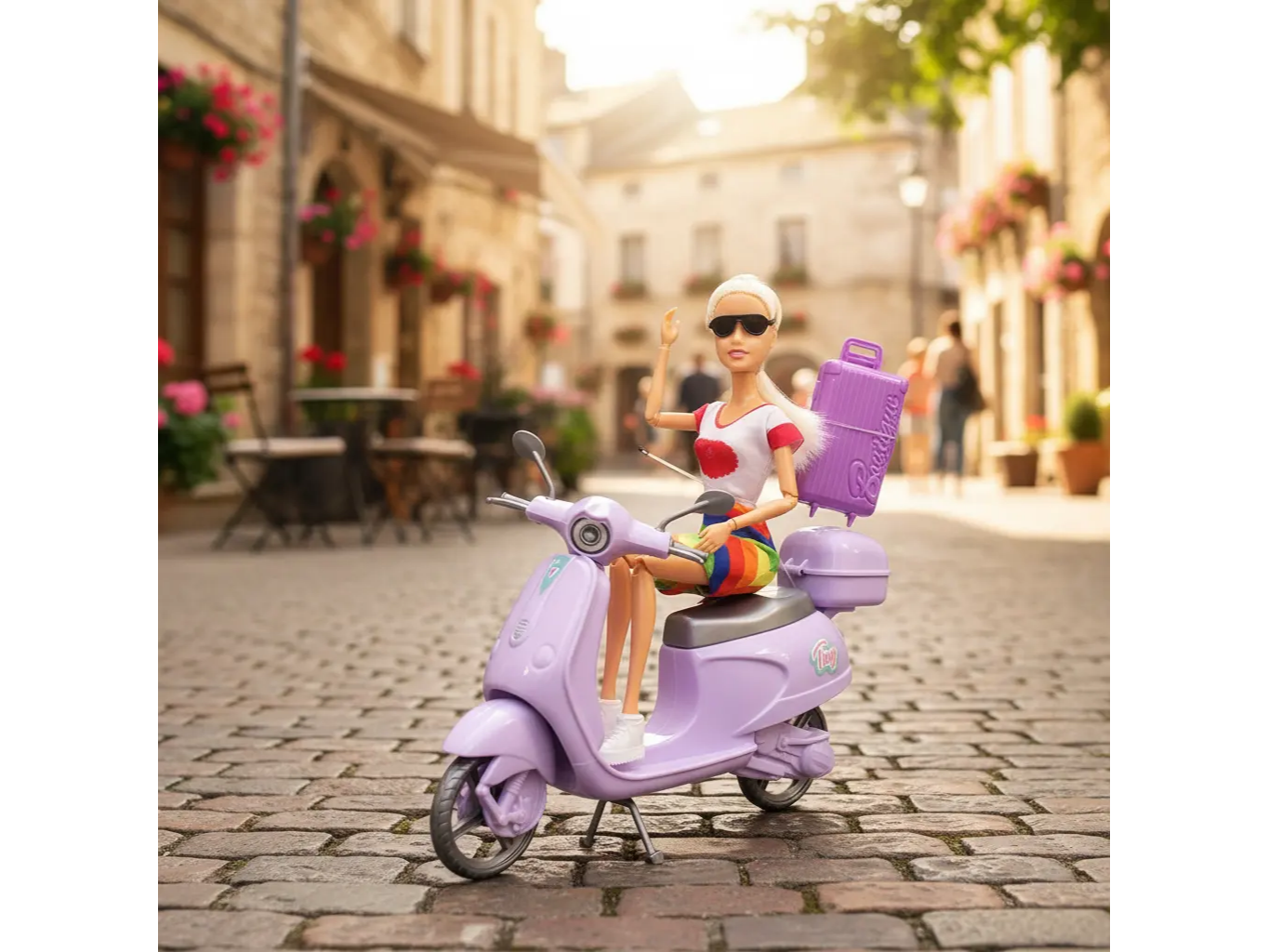 Muñeca Articulada Tiny Viaje en su Moto con Accesorios