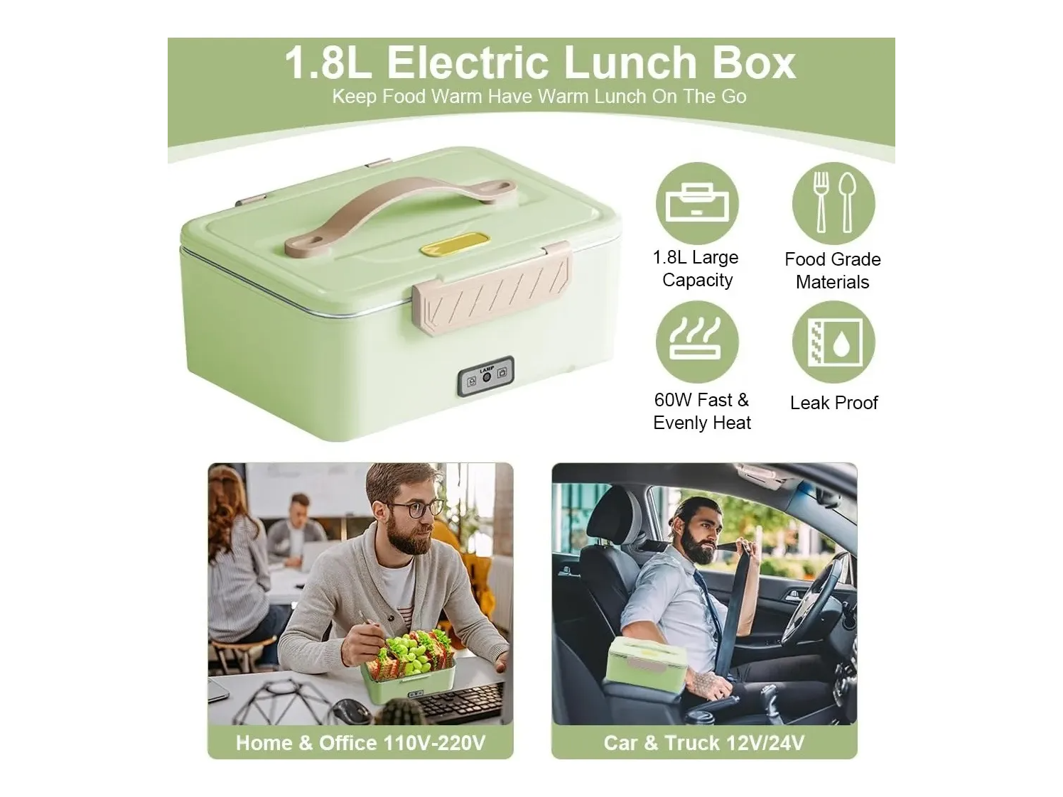 Lonchera eléctrica portátil 220v 12v 1.8 lts.