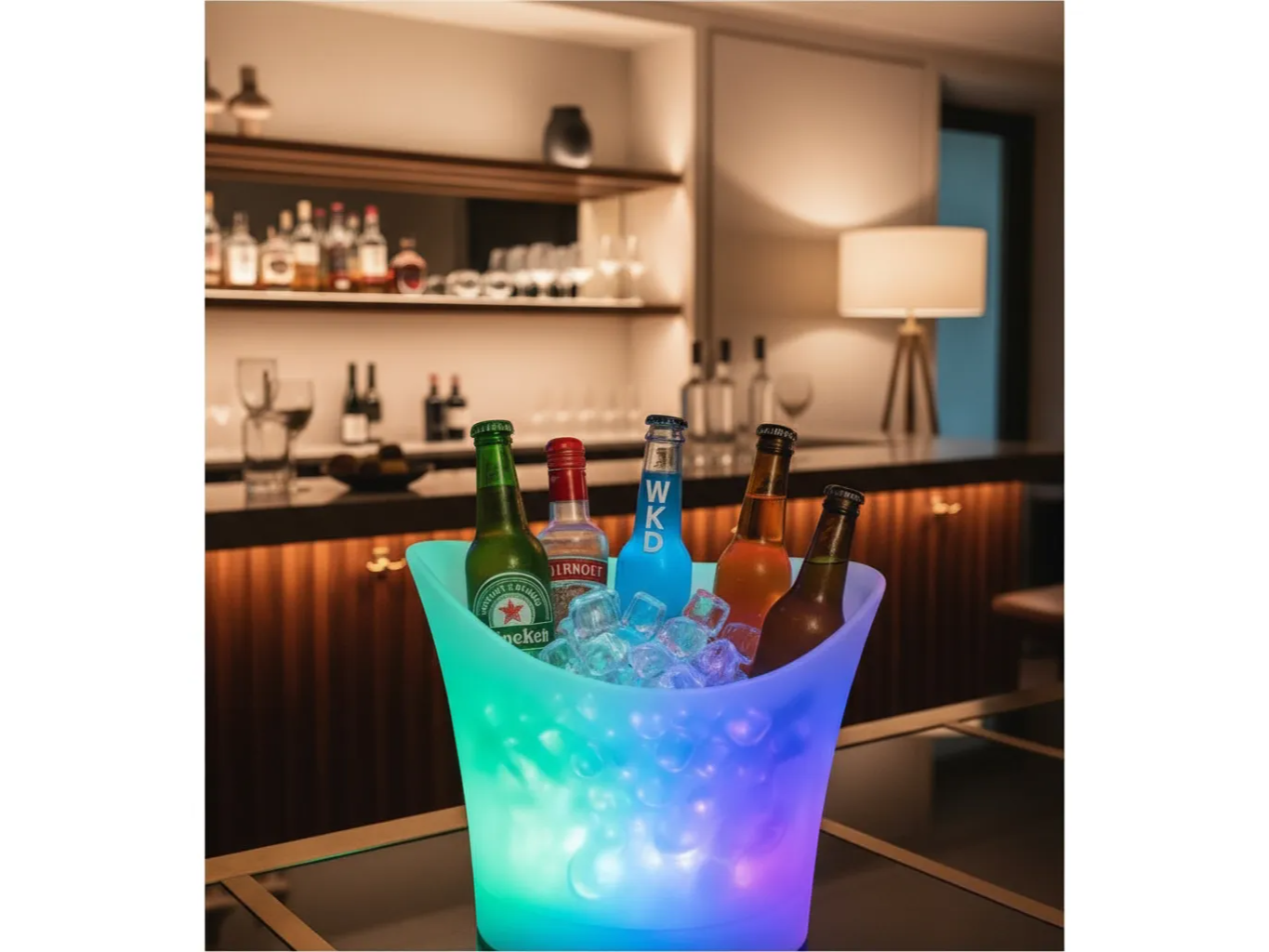 Frapera Hielera Audio rítmica Luz Led Rgb Parlante Bluetooth
