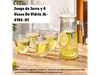 Juego de Jarra y 4 vasos de vidrio