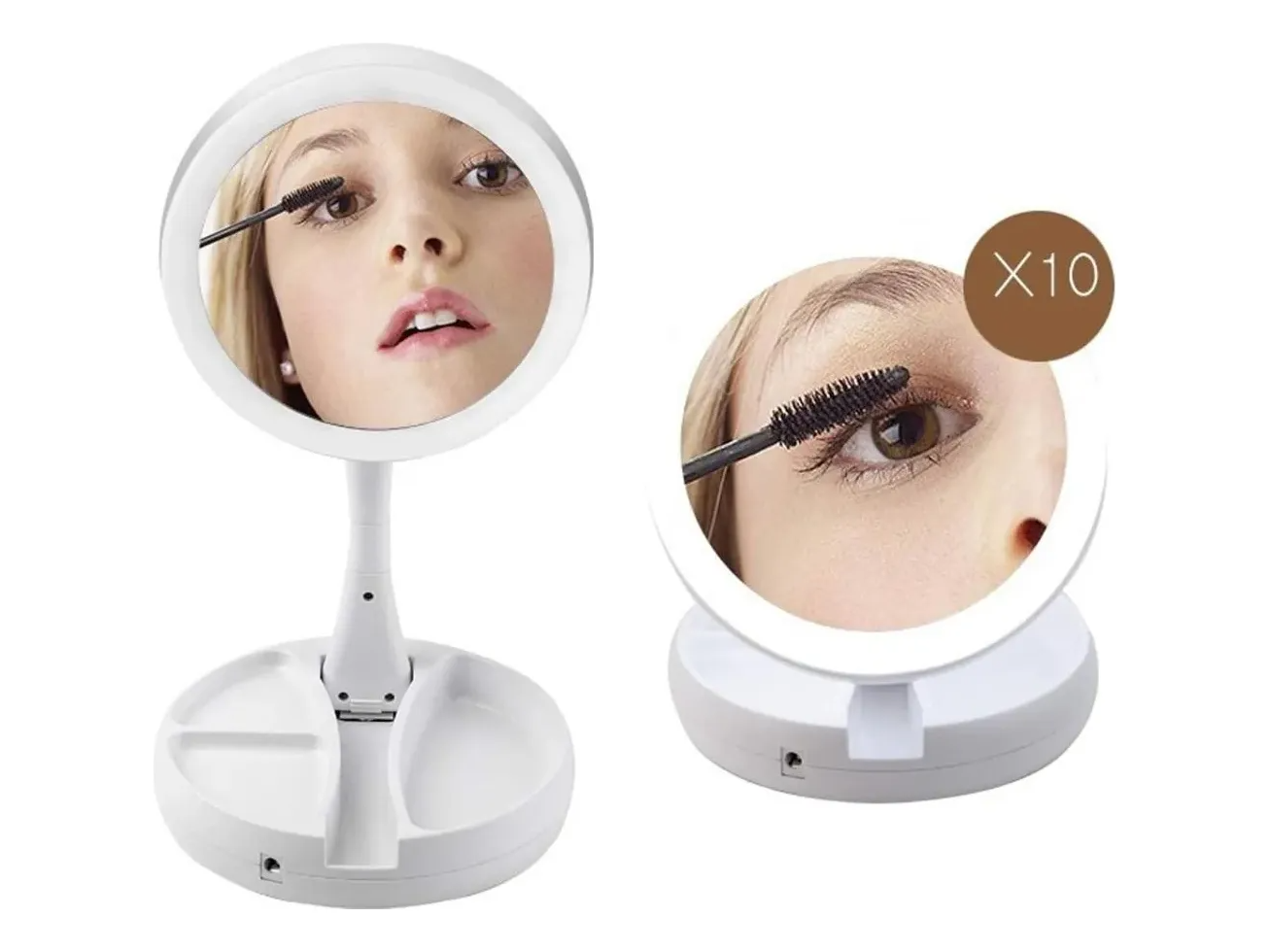 Espejo doble cara con aumento y luz led
