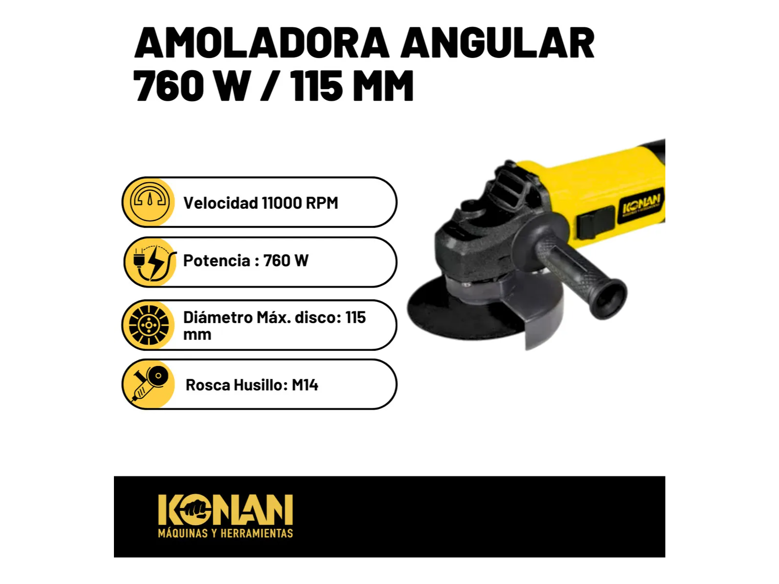 Amoladora Angular Konan 115mm 760w