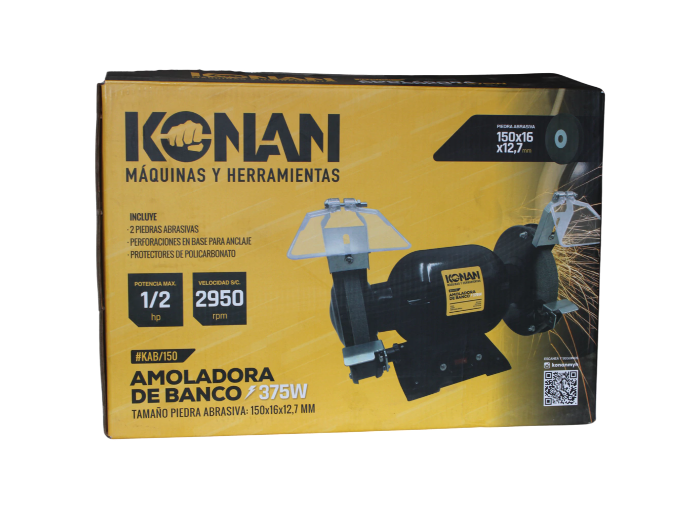 Amoladora de Banco Konan 375W 1/2 HP