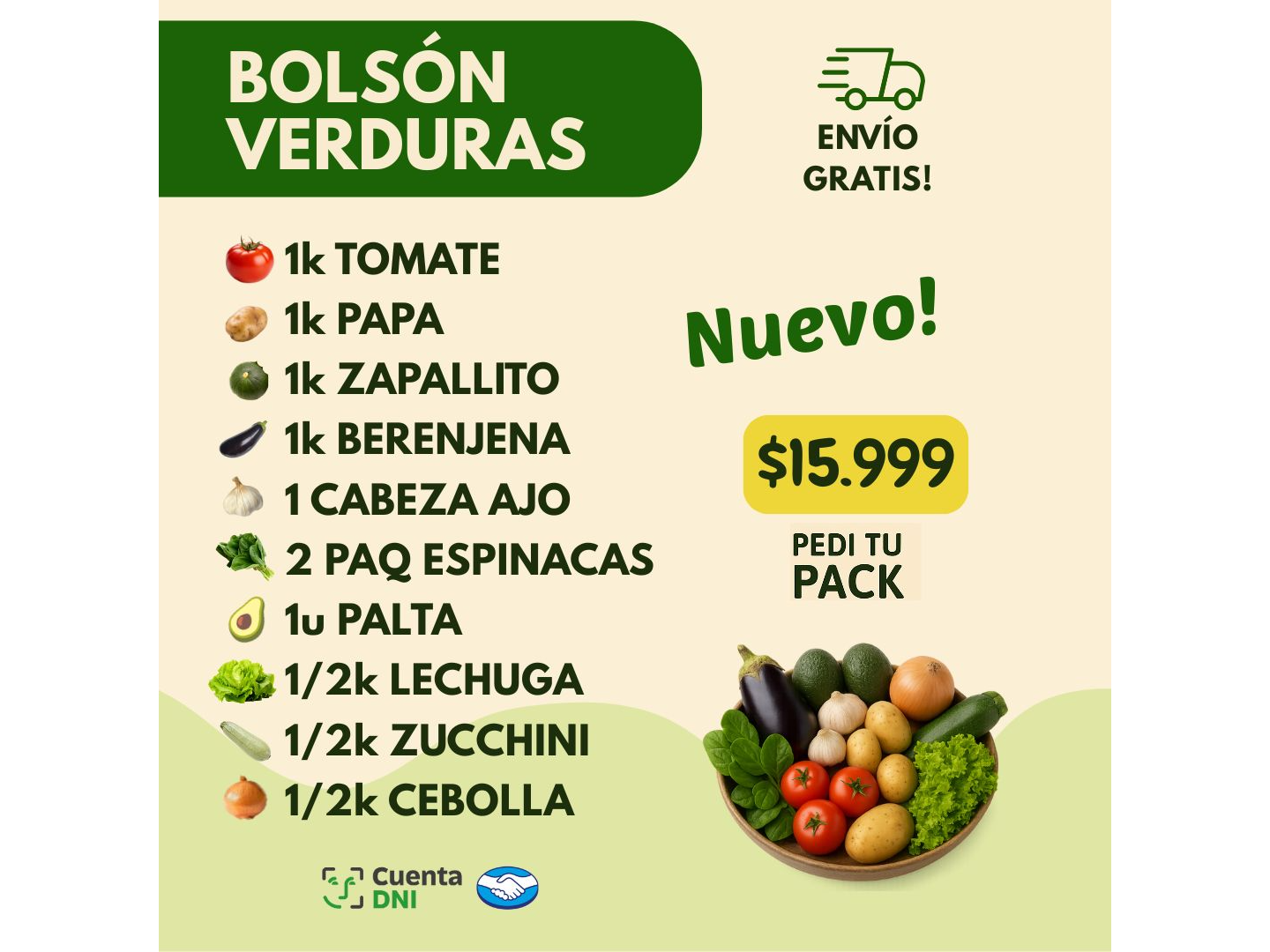 BOLSON VERDURAS