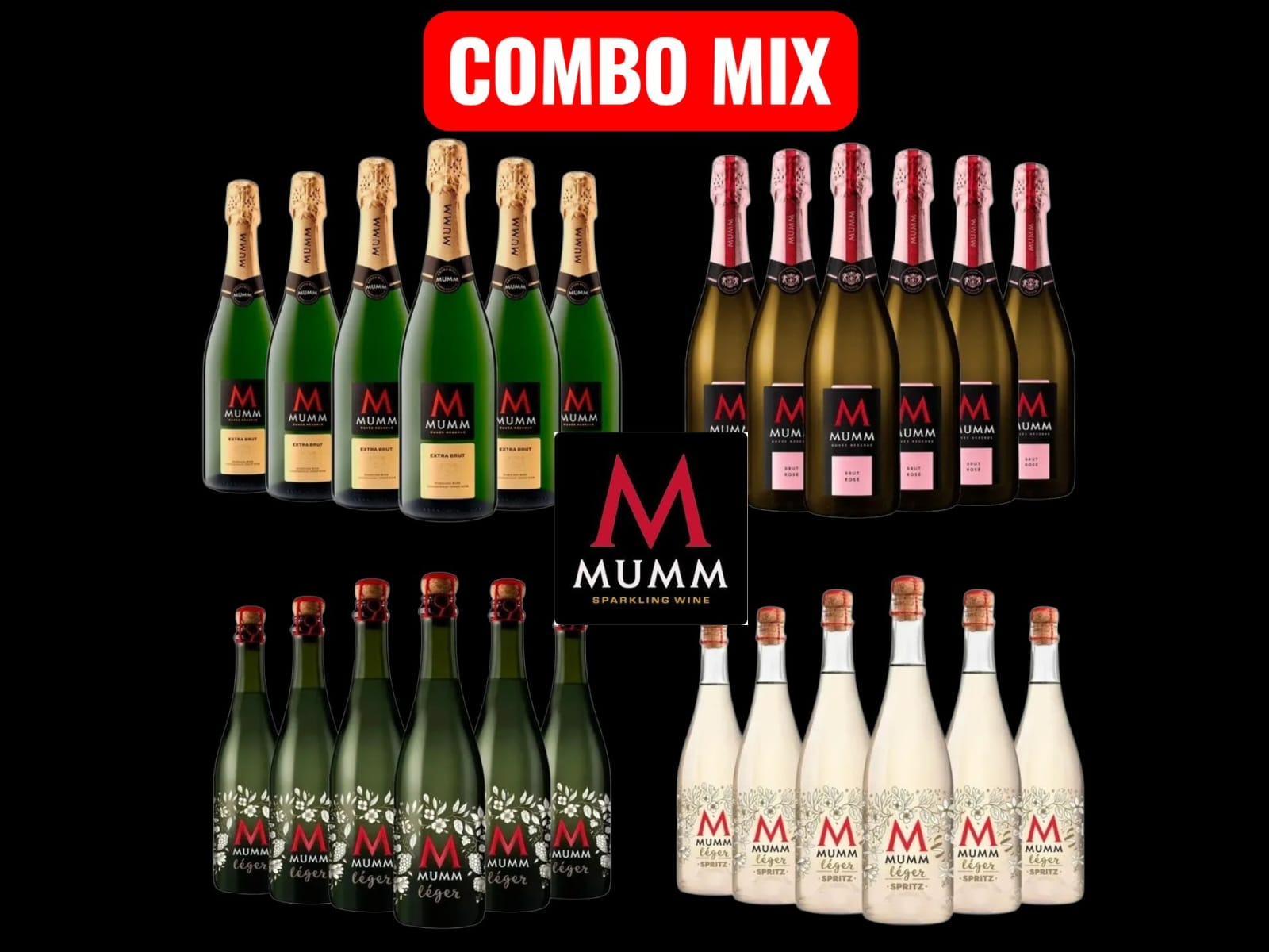 MUMM COMBO 25% OFF: (Extra brut , Brut rose, Legger, Legger Spritz)