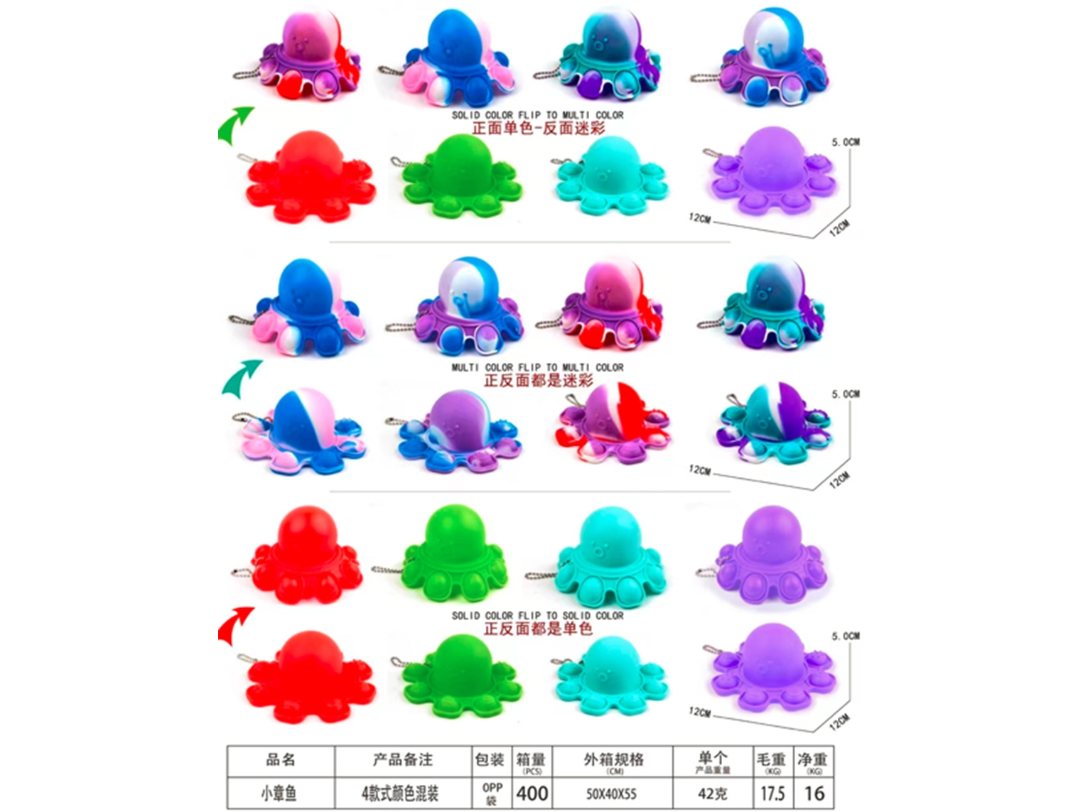 (KT-4)  PULPITOS DE GOMA DE COLORES