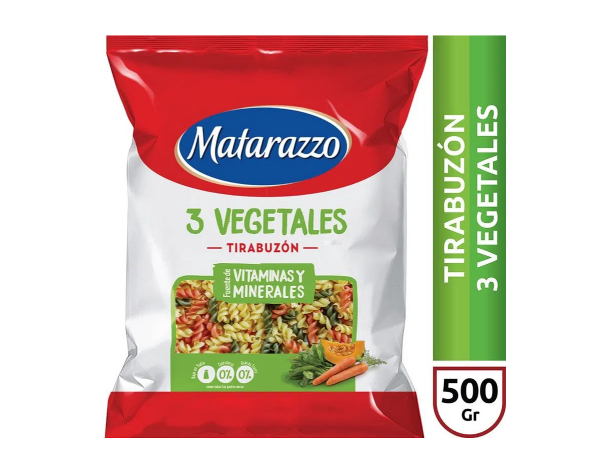 Fideos Tirabuzon  3 vegetales 500gr MATARAZZO