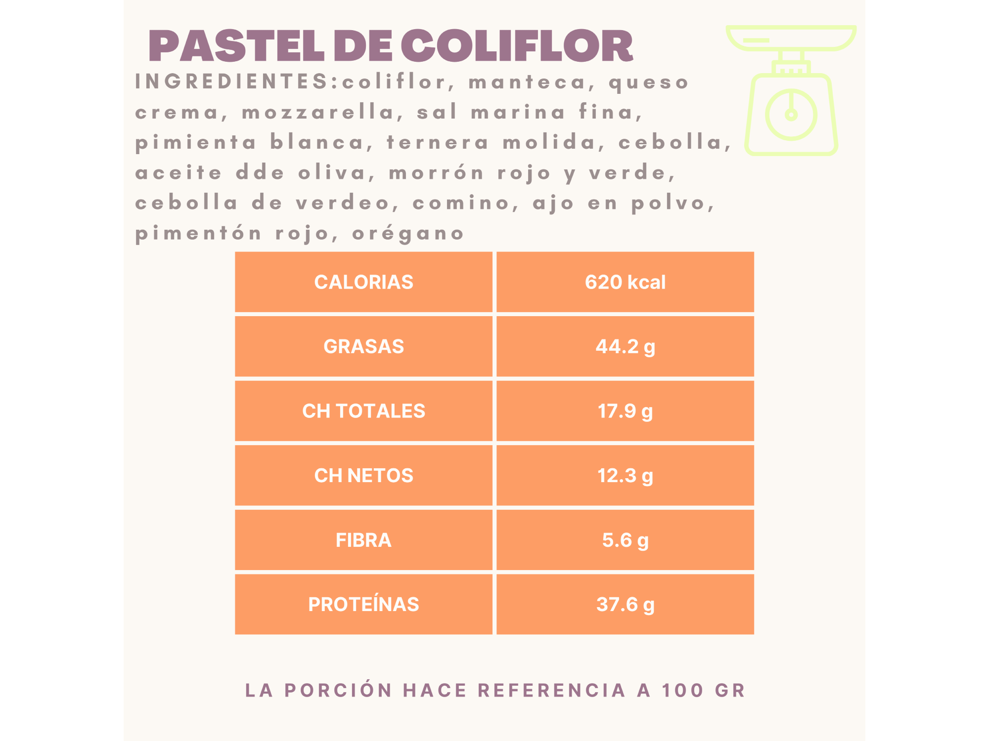 Pastel de coliflor