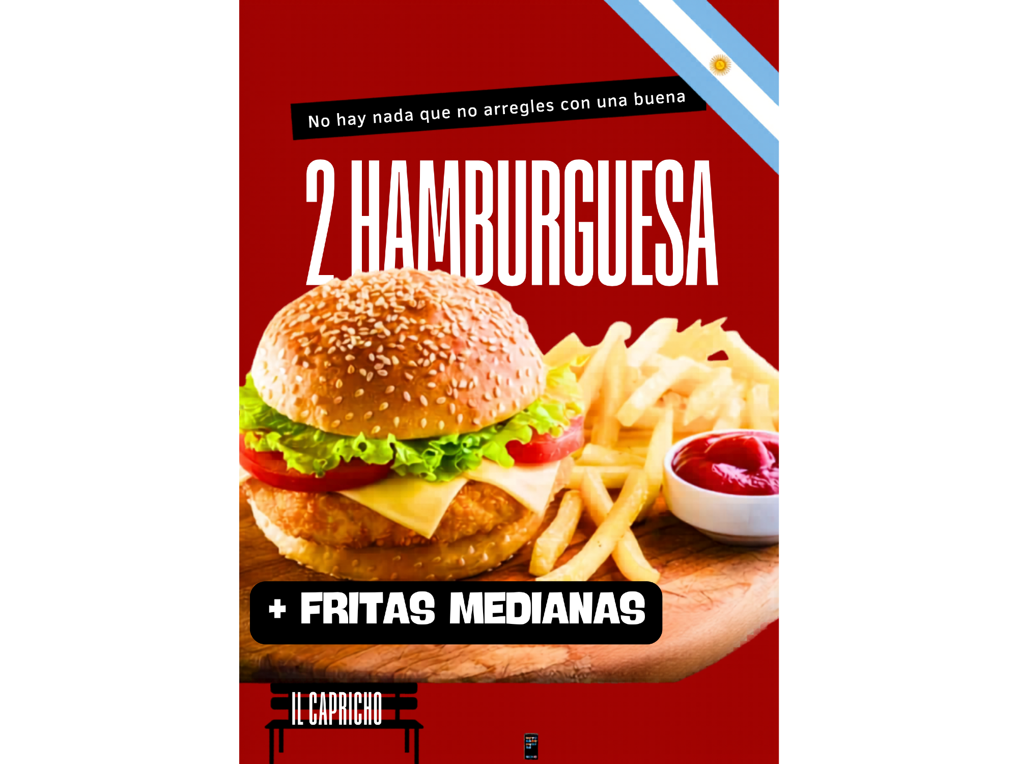 2 BURGERS + FRITAS MEDIANAS