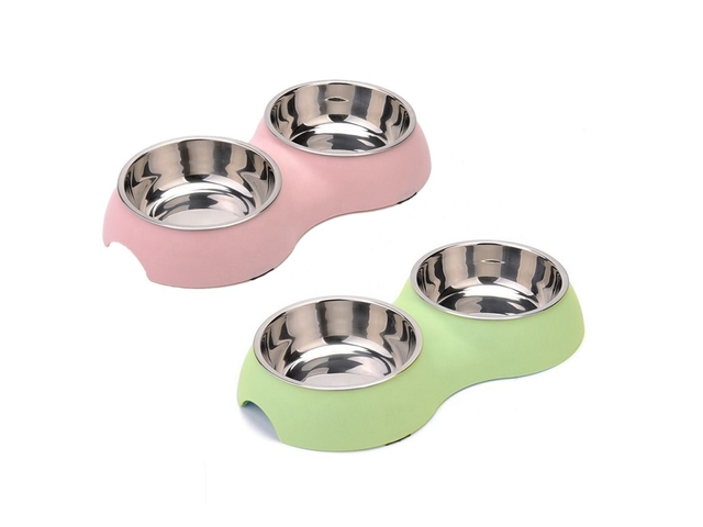 Comedero Doble de Acero y Melamina