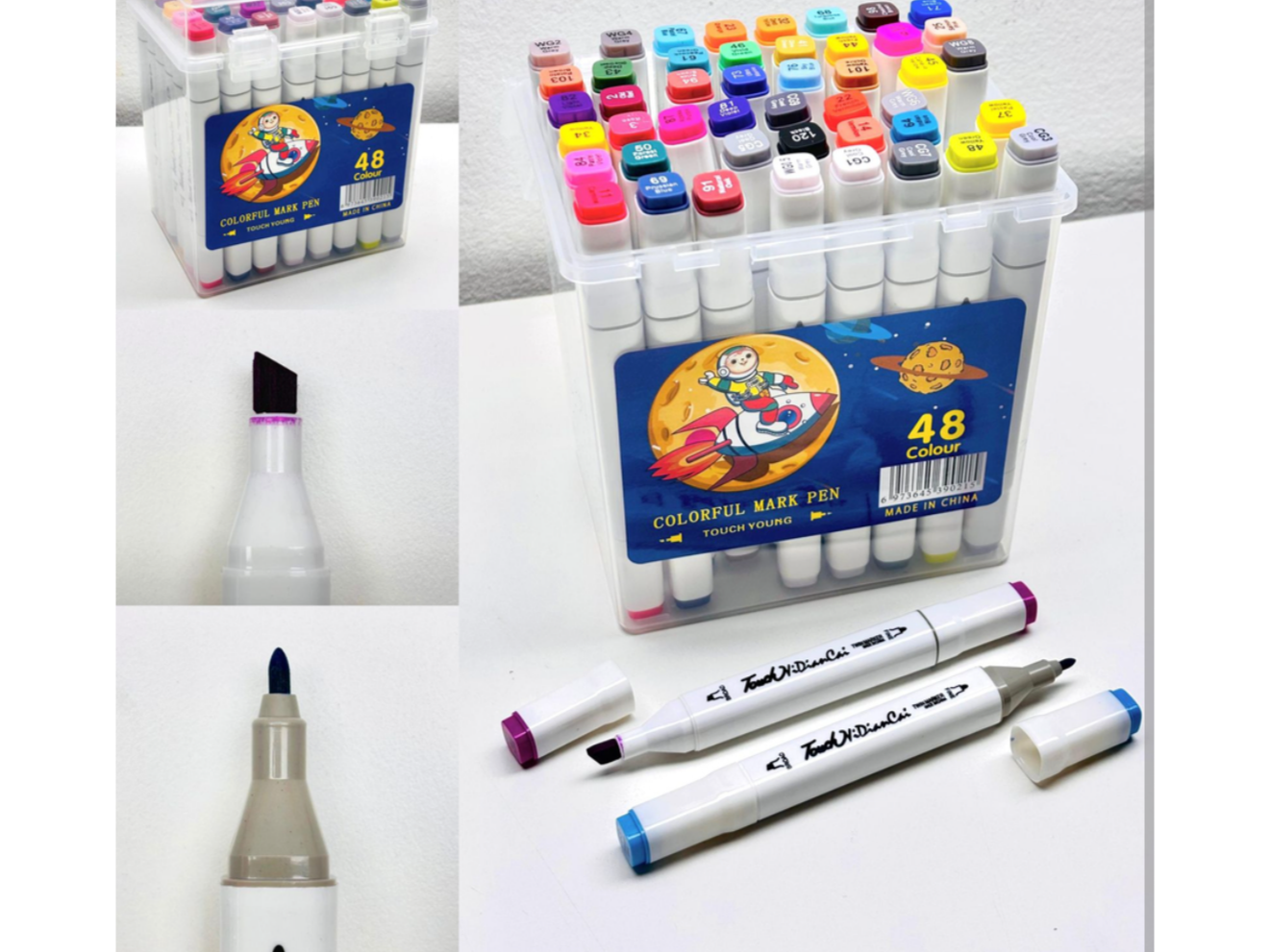 SET DE MARCADORES DOBLE PUNTA - 48 Piezas (estuche plástico)