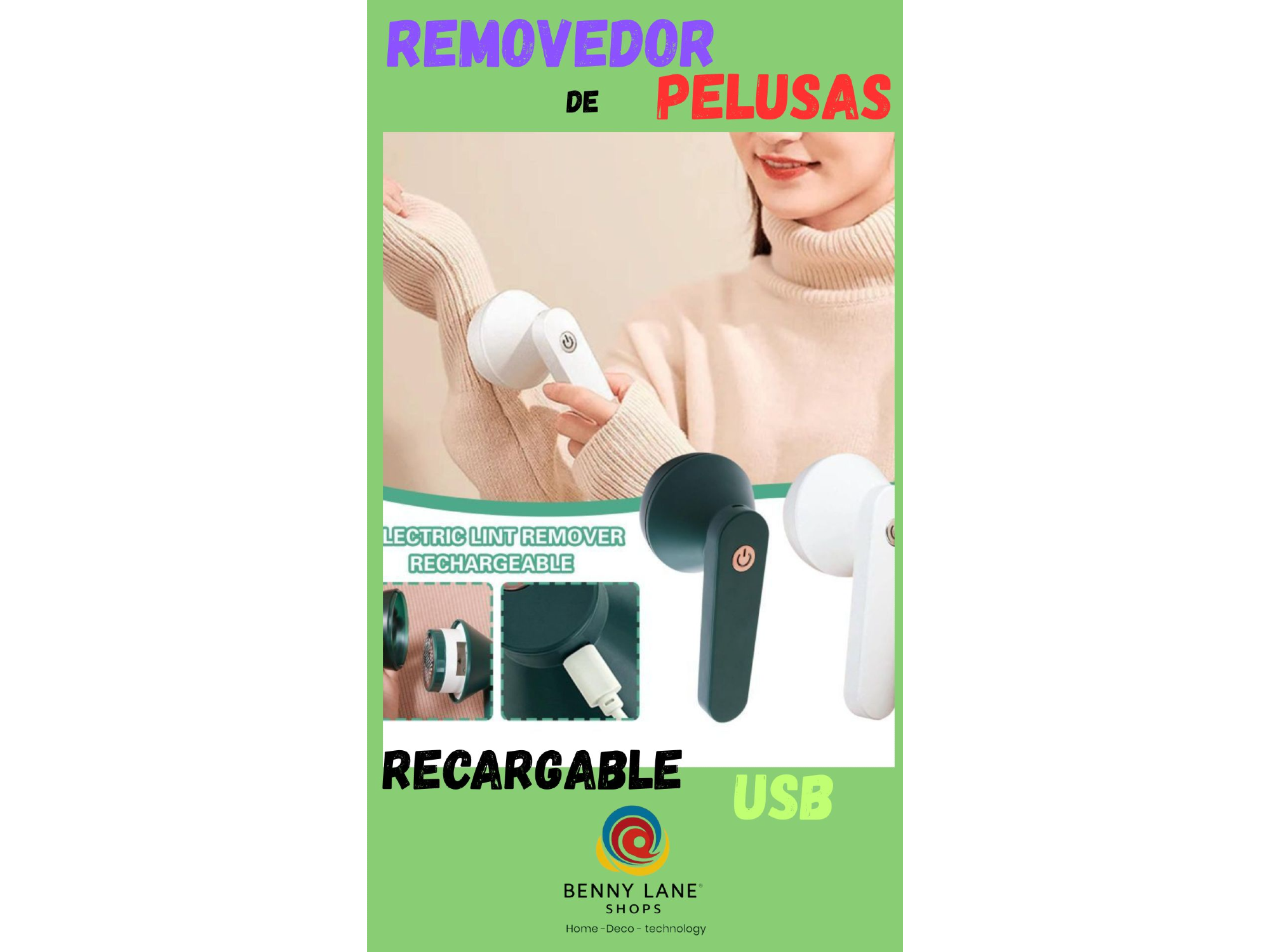 SACA PELUSAS ELÉCTRICO RECARGABLE USB
