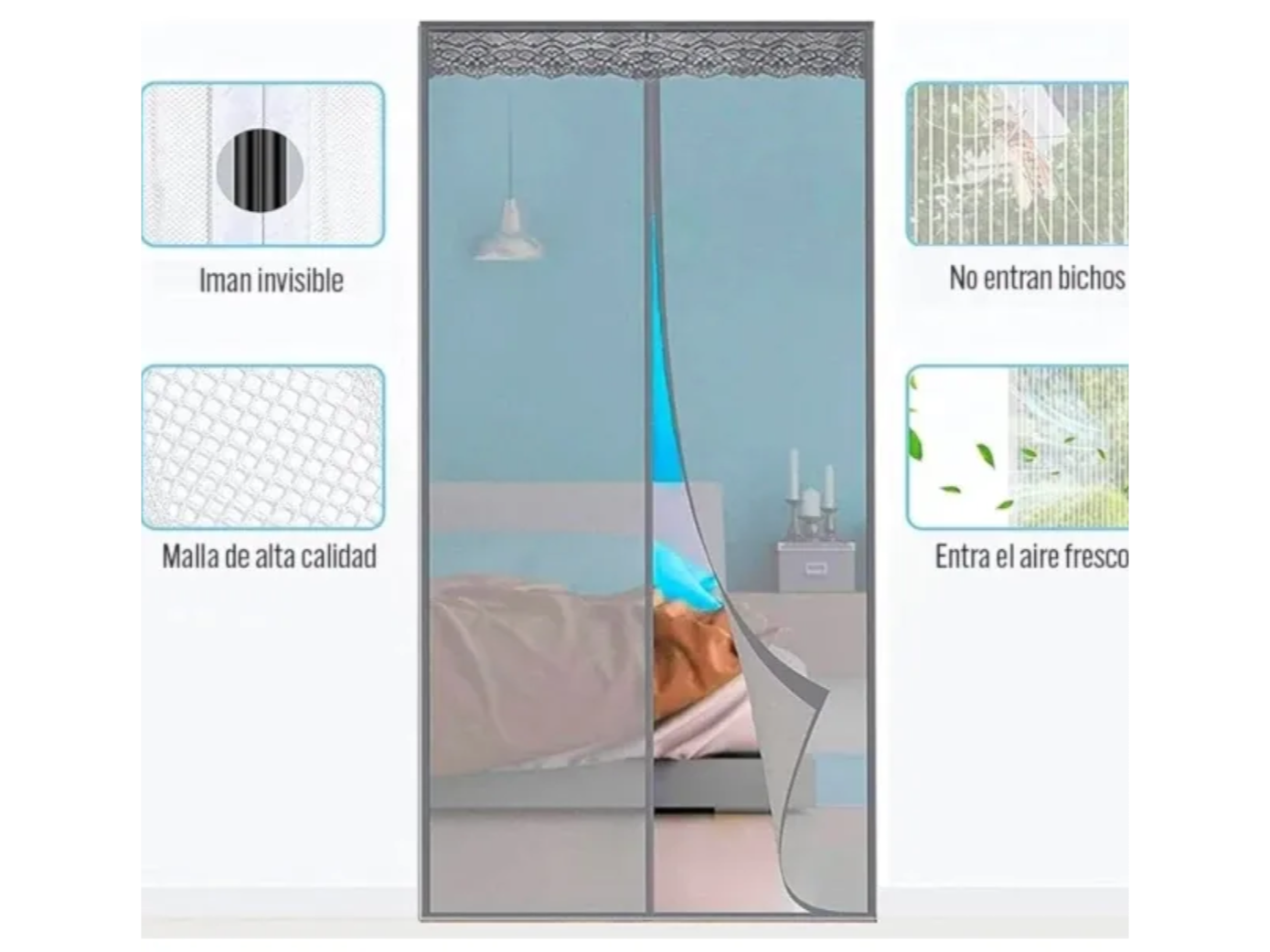 CORTINA MOSQUITERA MAGNÉTICA 100cm X 210cm