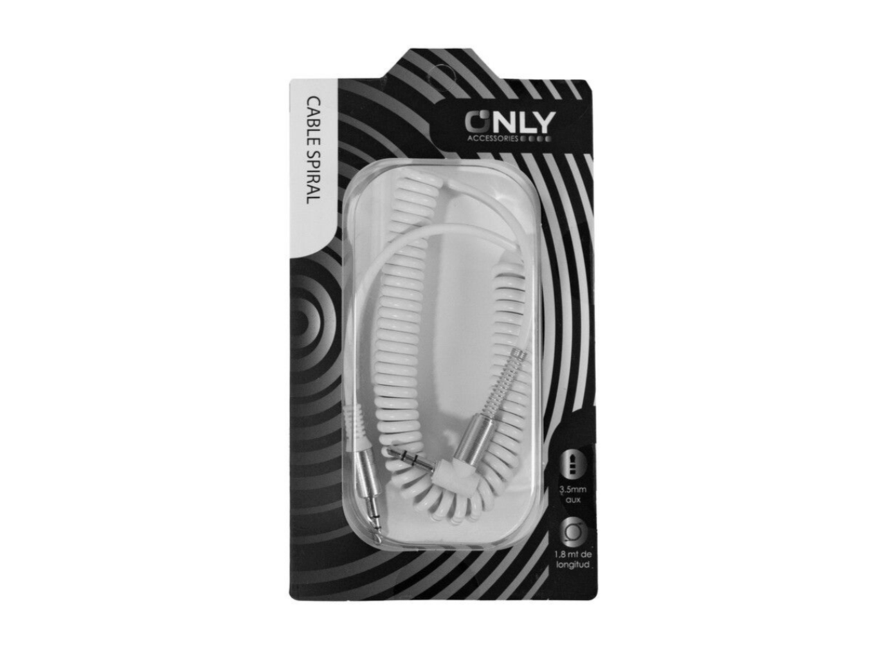 CABLE AUX 3,5 MOD69 – 1,8 METROS – ESPIRAL – BLANCO