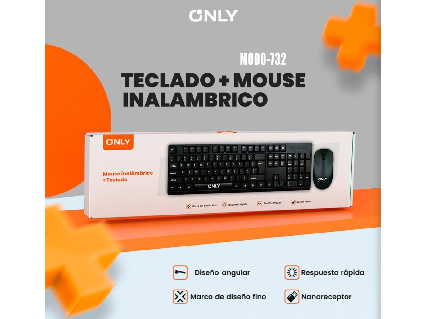 COMBO TECLADO + MOUSE INALÁMBRICOS MODO-732 – ONLY