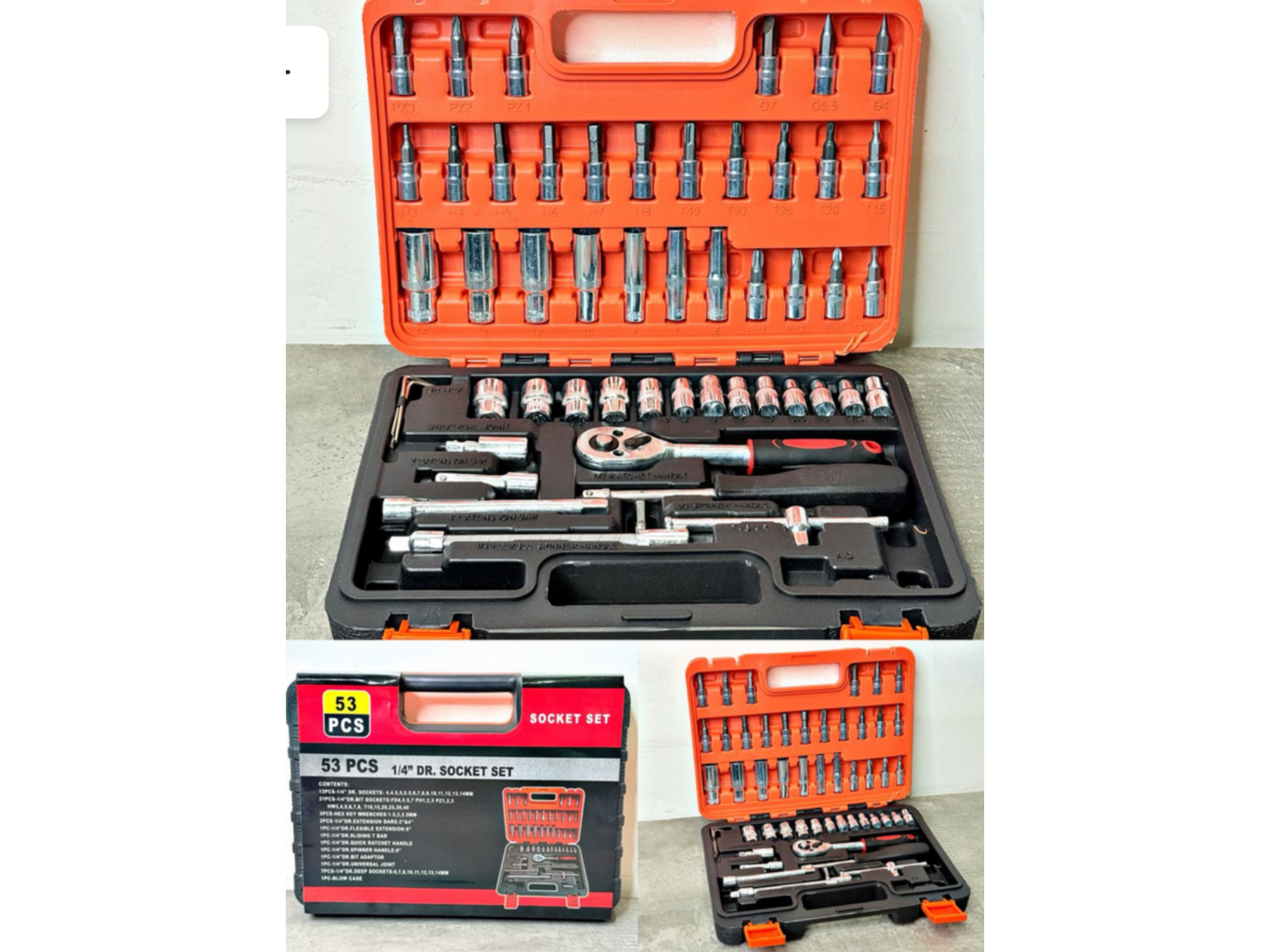 CAJA DE TUBOS, LLAVES Y PUNTAS 53 PIEZAS EN VALIJA