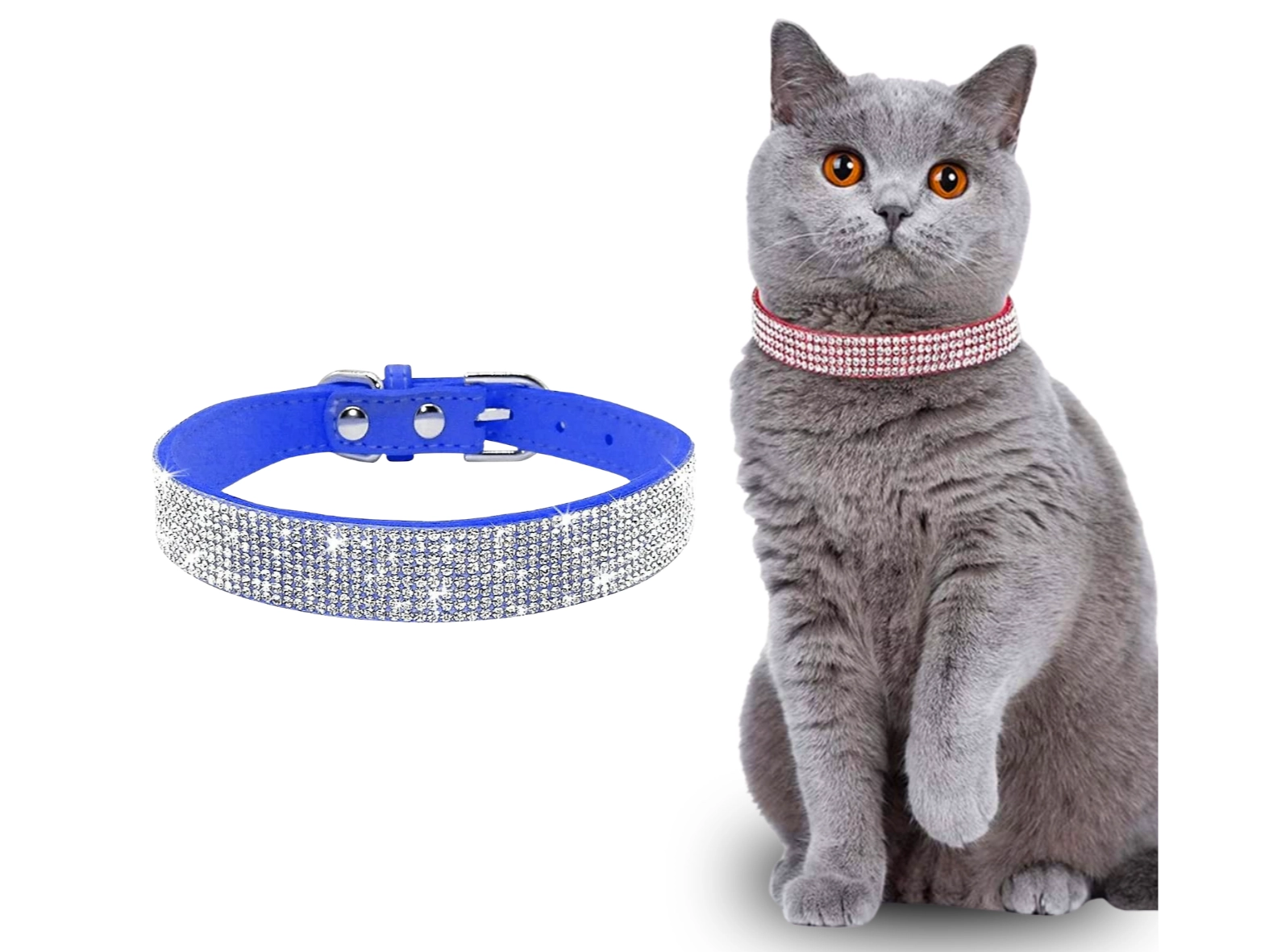 COLLAR BRILLANTE CON PIEL MEDIANO 43 CM COLORES