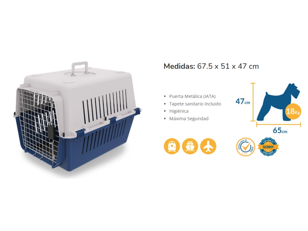 TRANSPORTADORA MEDIANA SUNNY 67.5X51X47 C/TAPETE