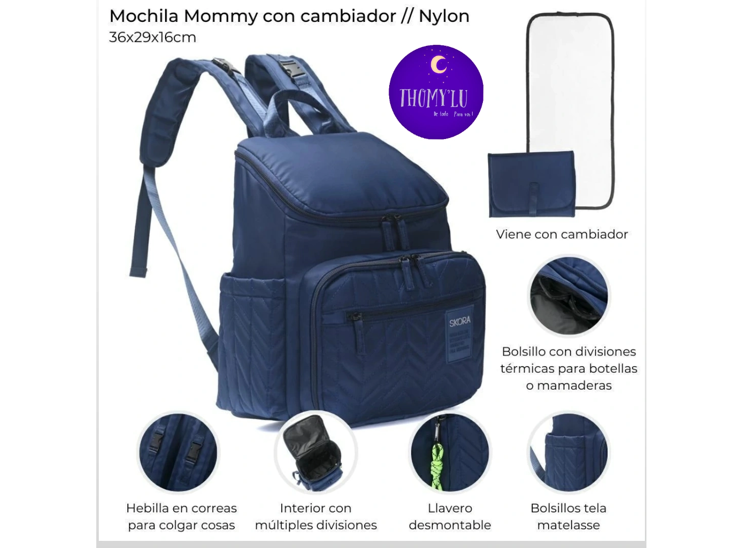MOCHILA MATERNAL AZUL SKORA