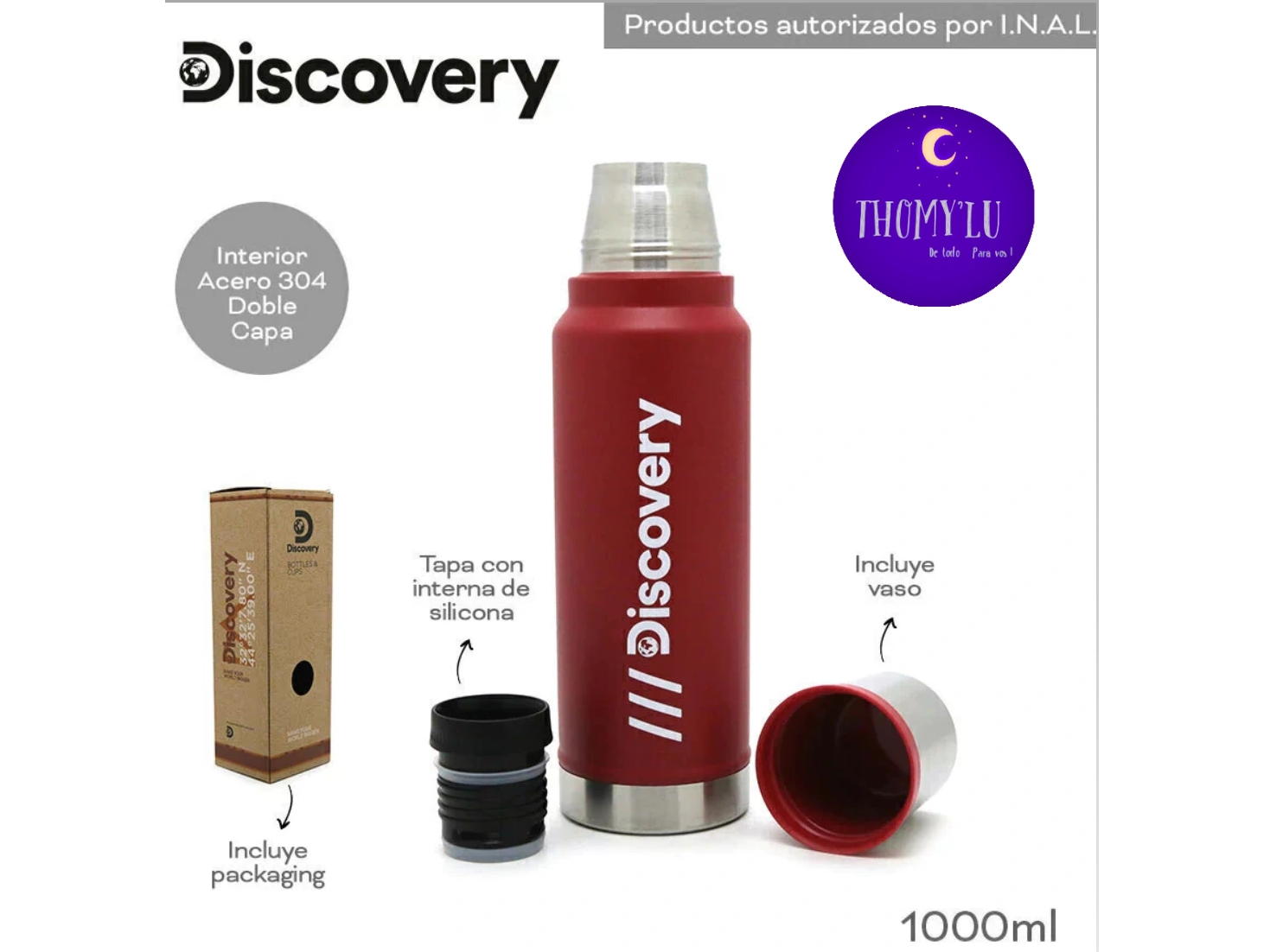 TERMO DISCOVERY ROJO 1000 ml.