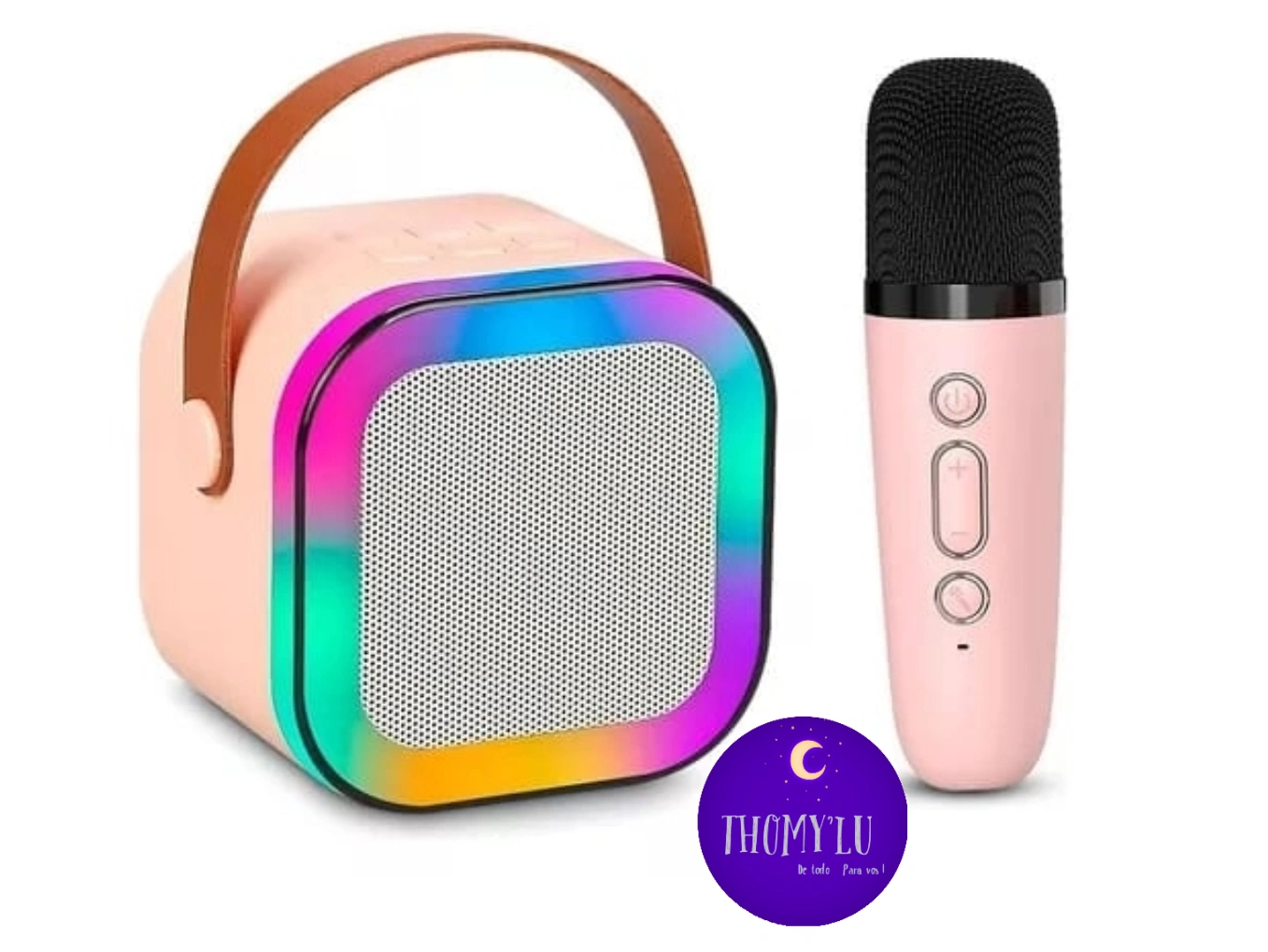 PARLANTE CUADRADO CON MICRÓFONO Y LUCES