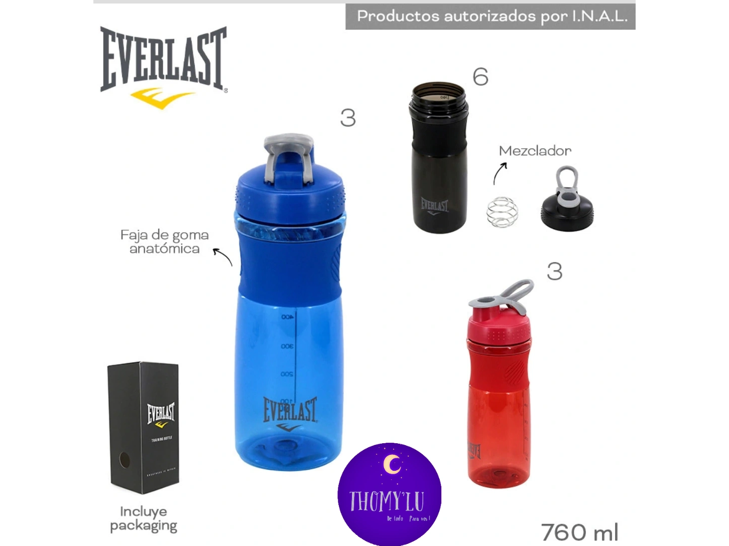 BOTELLA SHAKER EVERLAST NEGRA