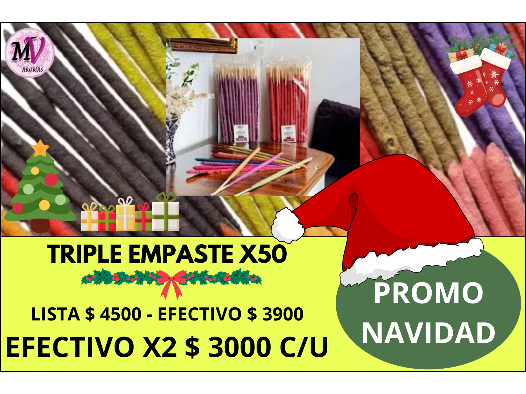 PROMO X2 PAQUETES DE 50 TRIPLE EMPASTE