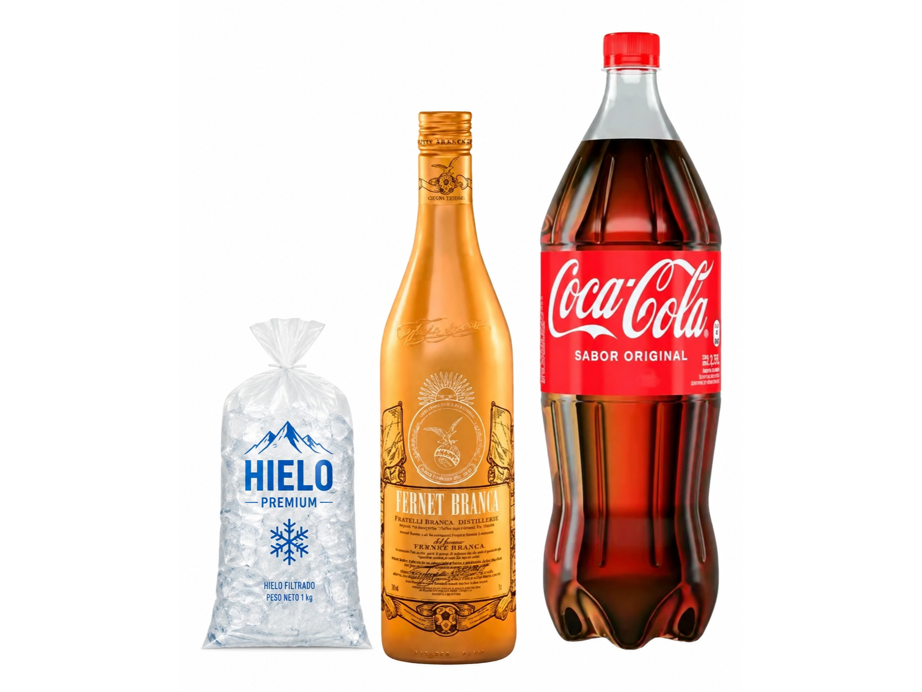 01 Branca EDICION MUNDIAL 750ml + 01 Coca Cola 2500ml + Hielo