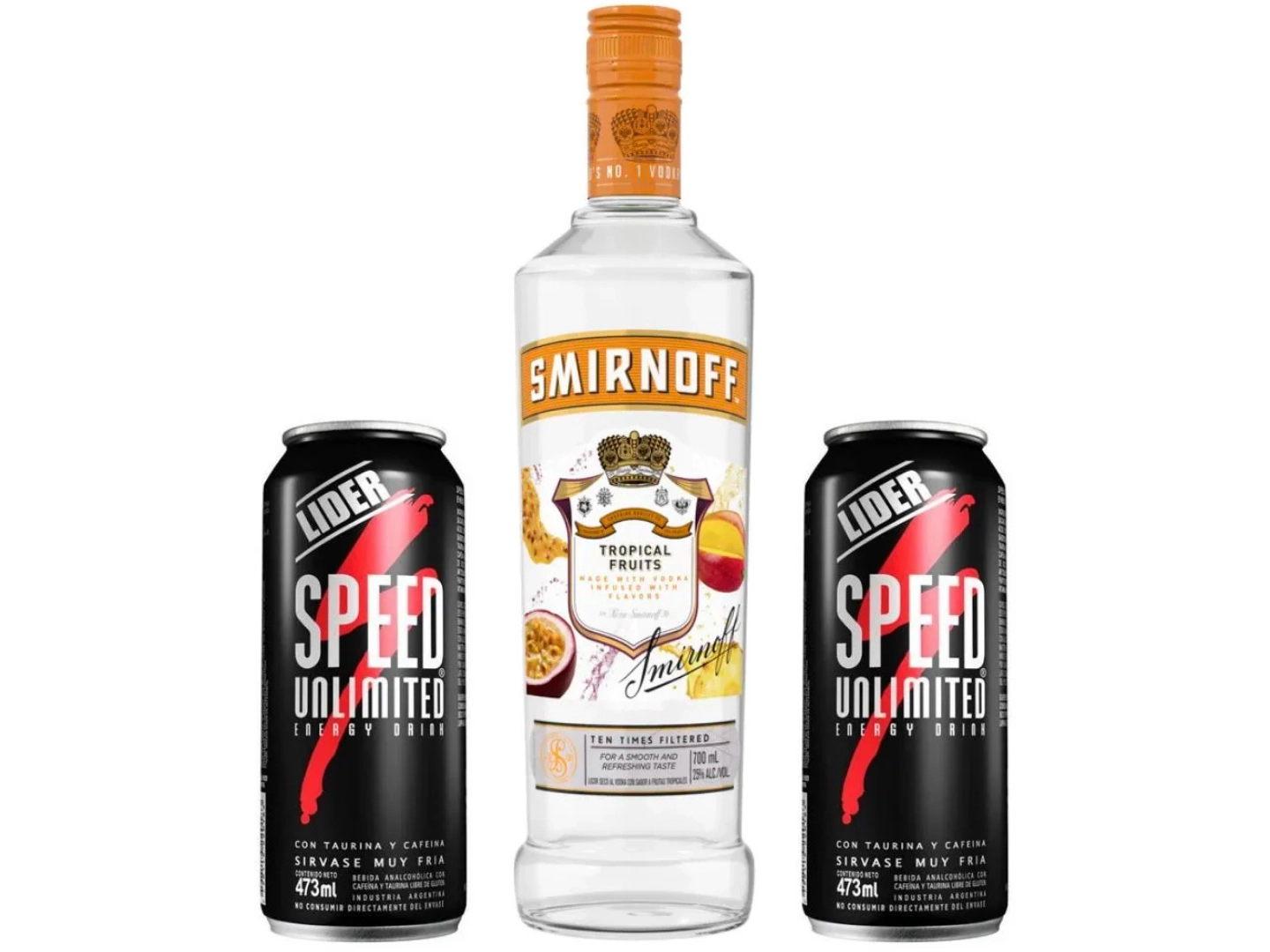 01 Smirnoff Tropical 700 ML + 02 Speed XL