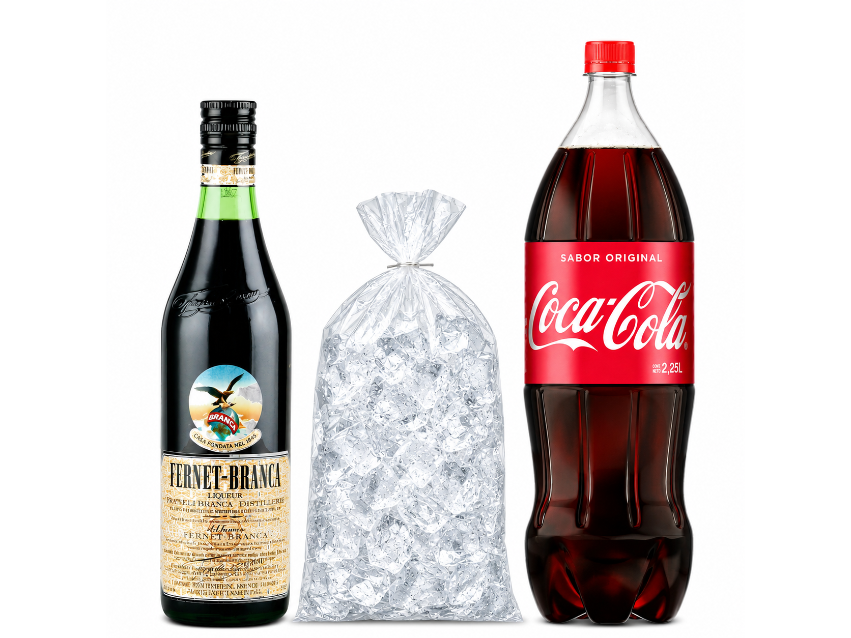 01 Branca 750 + 01 Coca Cola 2250 ML + Hielo