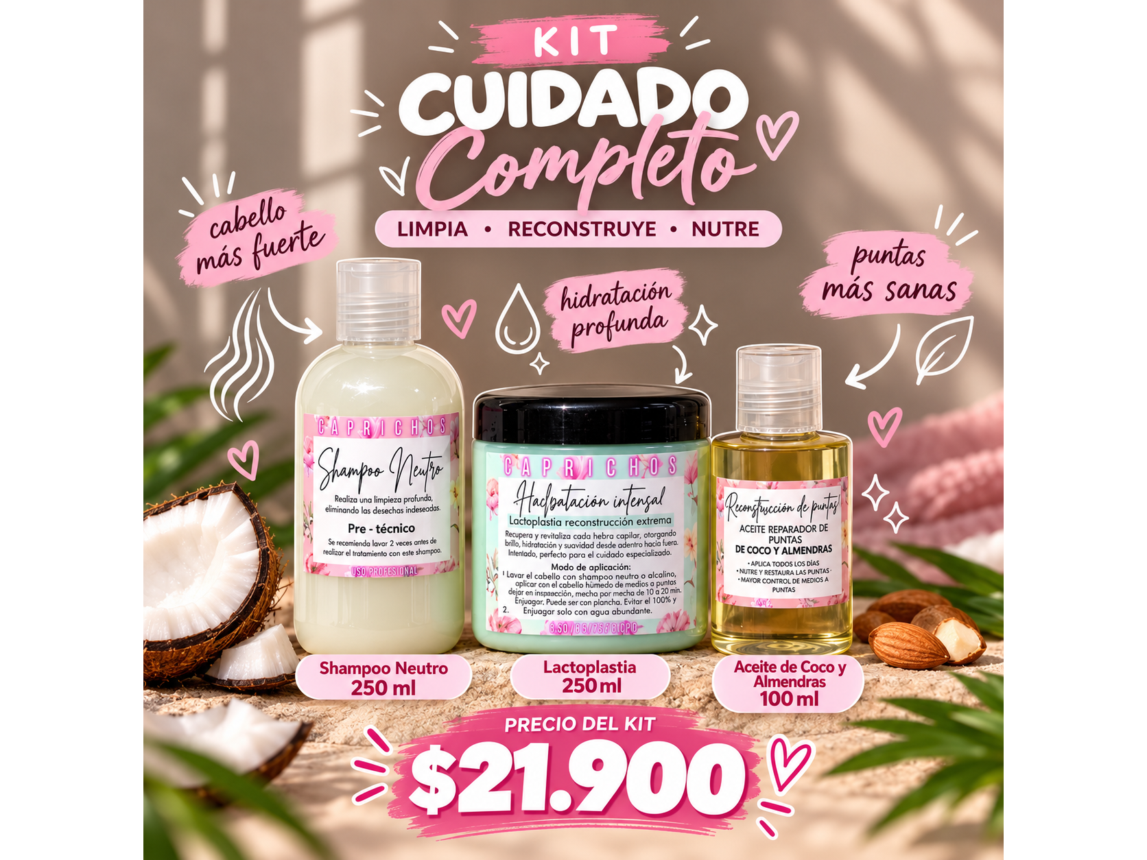 Kit Lactoplastia + aceite de coco para puntas  💗