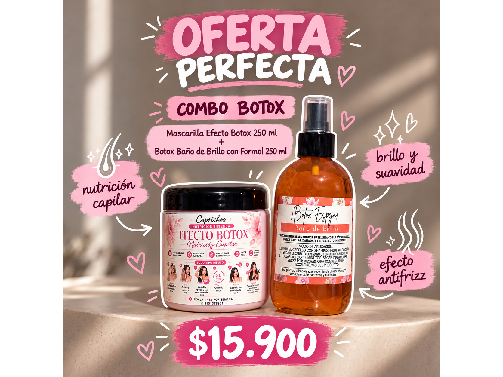 💖 Combo Efecto Botox + Brillo antifrizz 💖