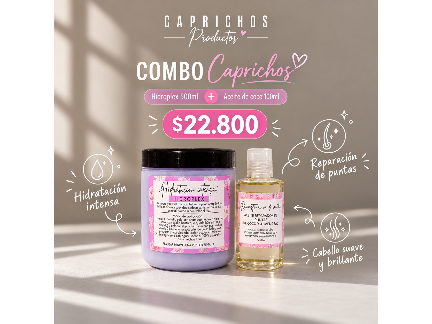 Combo Hidroplex – aceite de coco 500ml💜