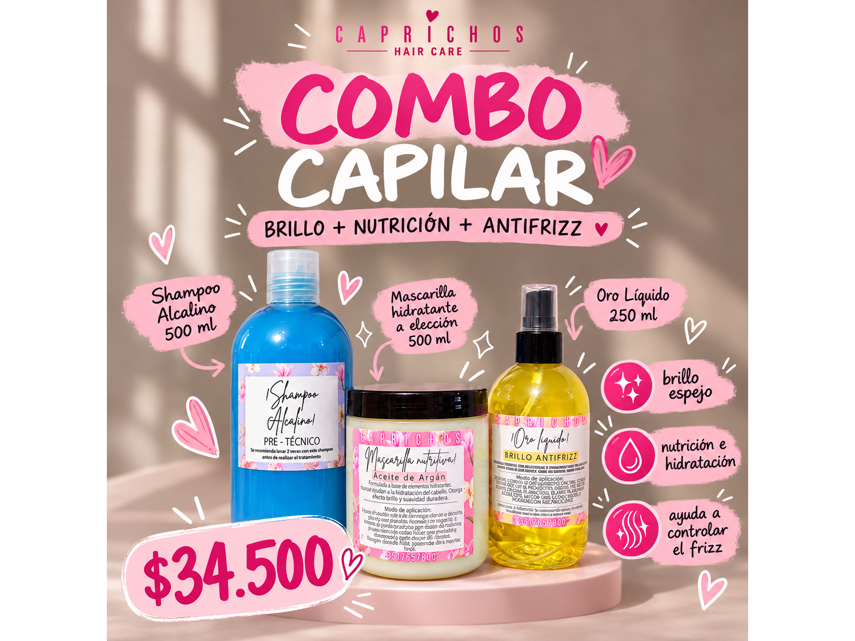 Combo Capilar Brillo + Nutrición + Antifrizz 💗