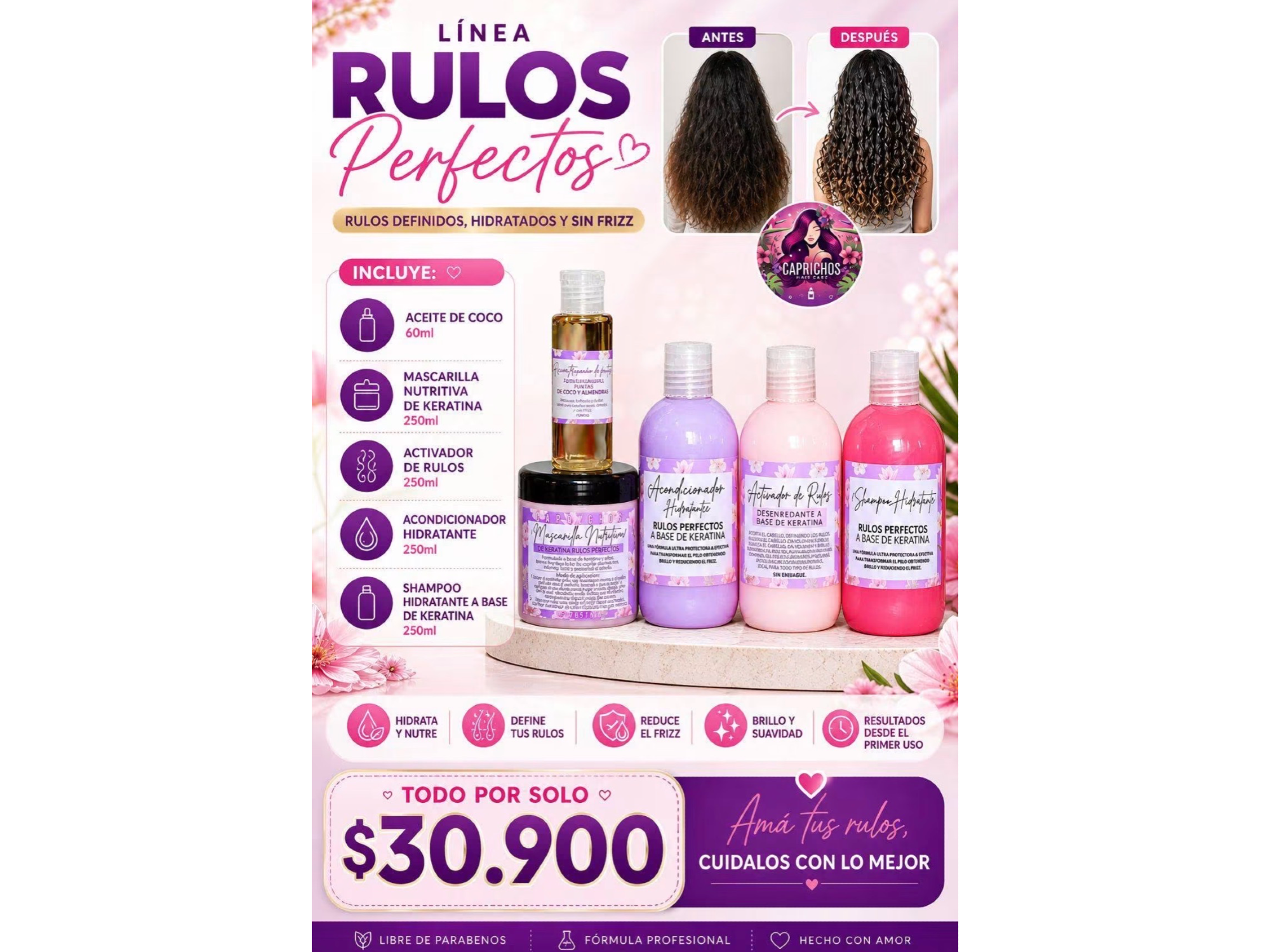 💗 Línea Rulos Perfectos – Kit Completo 4
