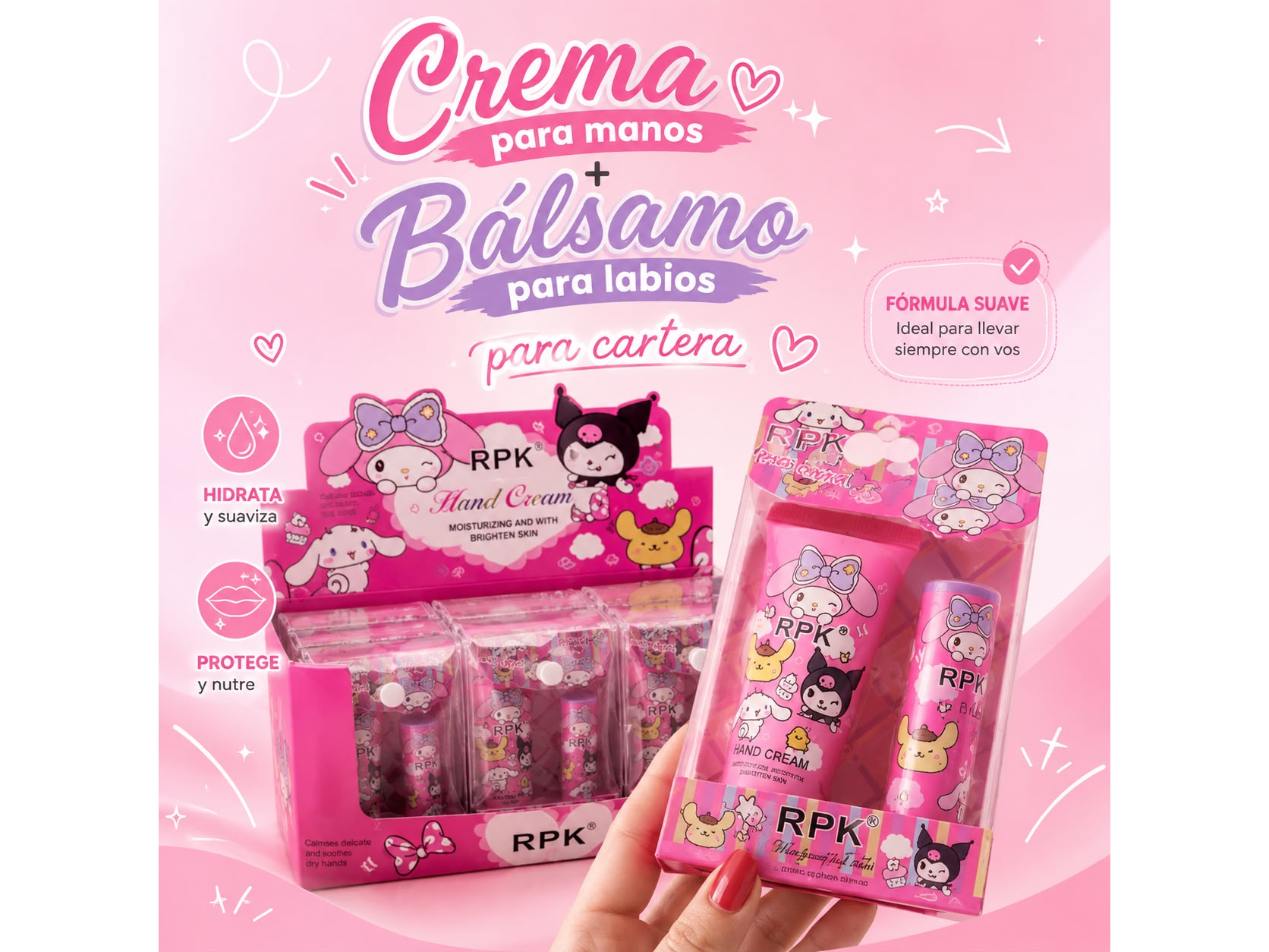 Set de balsamo + crema para manos kuromi por mayor