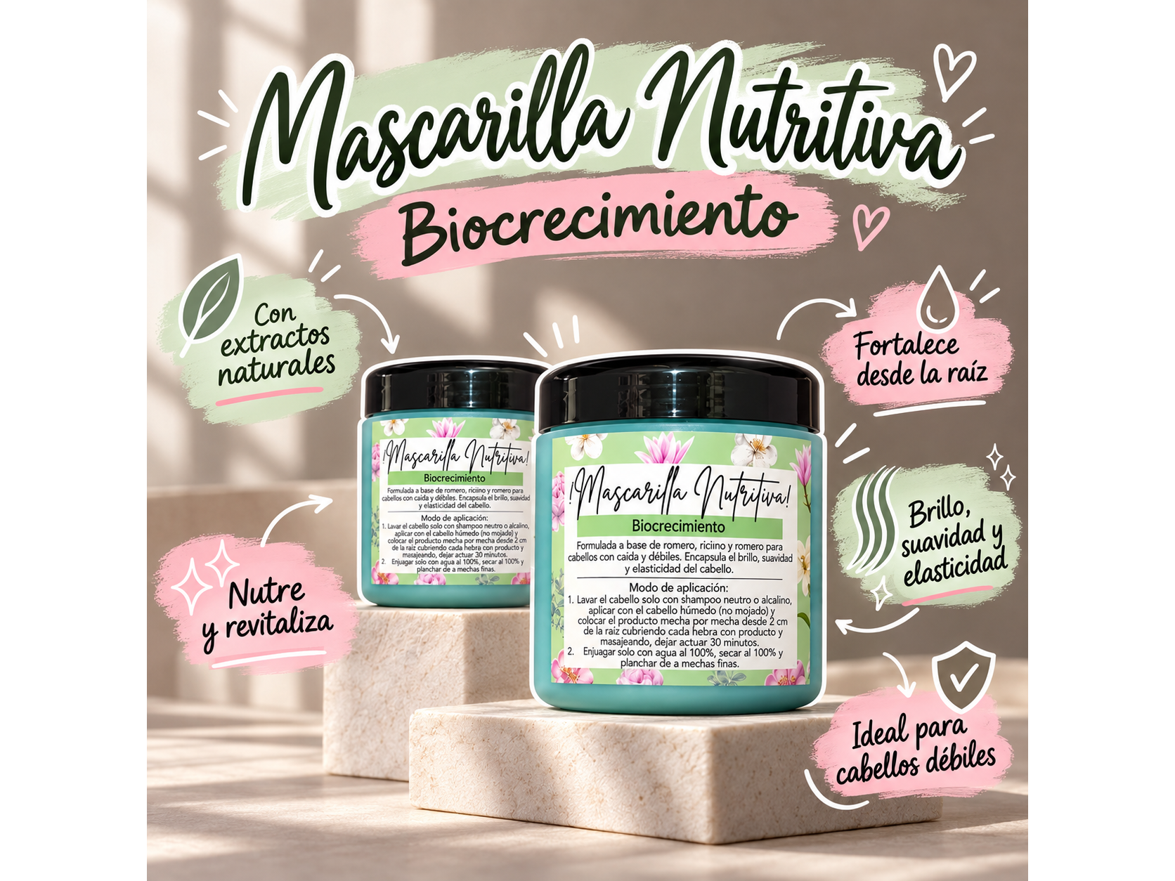 ✨ MASCARILLA NUTRITIVA BIOCRECIMIENTO por mayor ✨