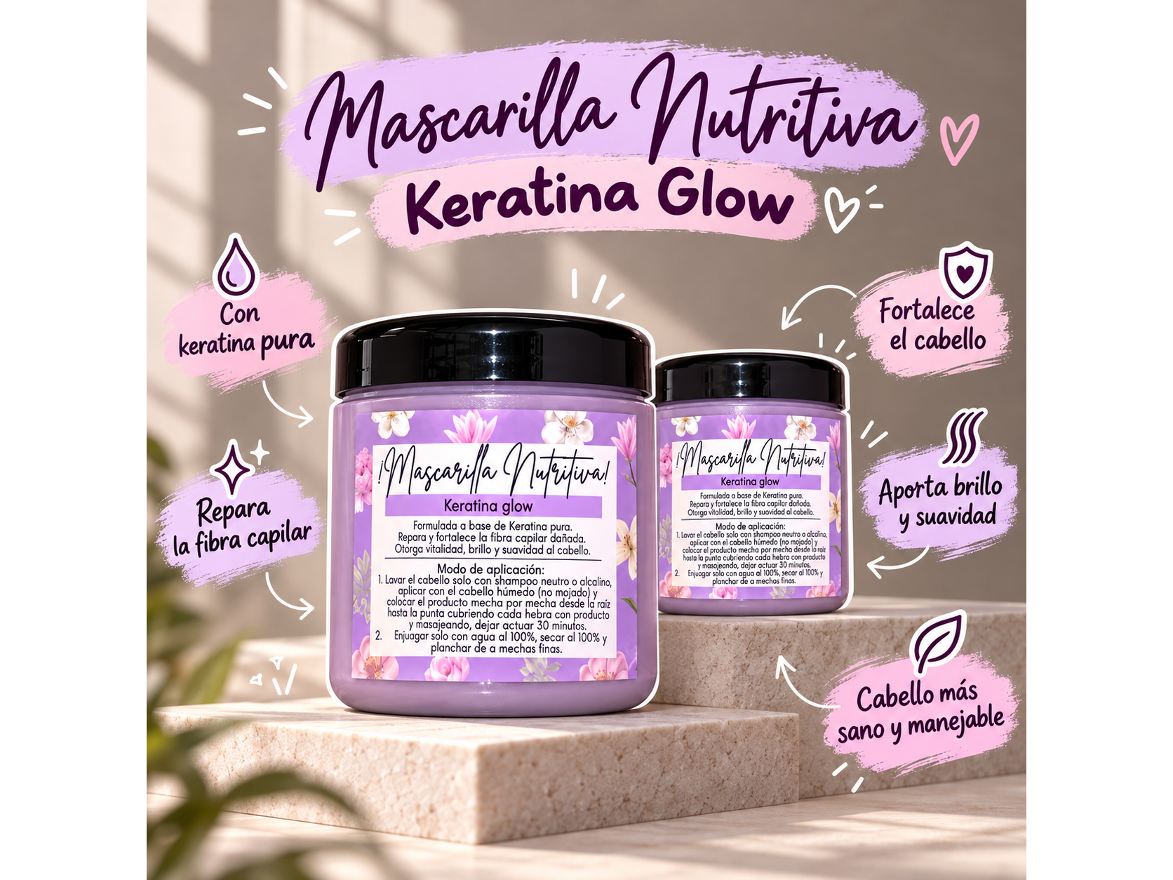 ✨ MASCARILLA NUTRITIVA KERATINA GLOW por mayor✨