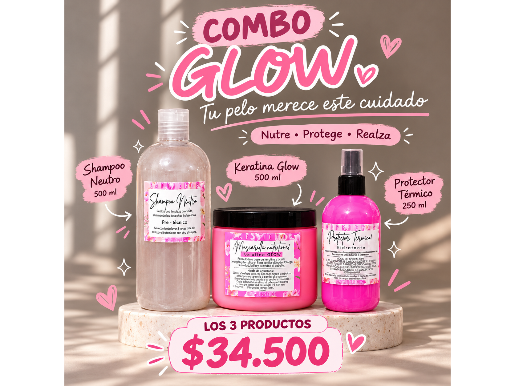 Combo Nutrición con keratina + Protección 500ml 💗