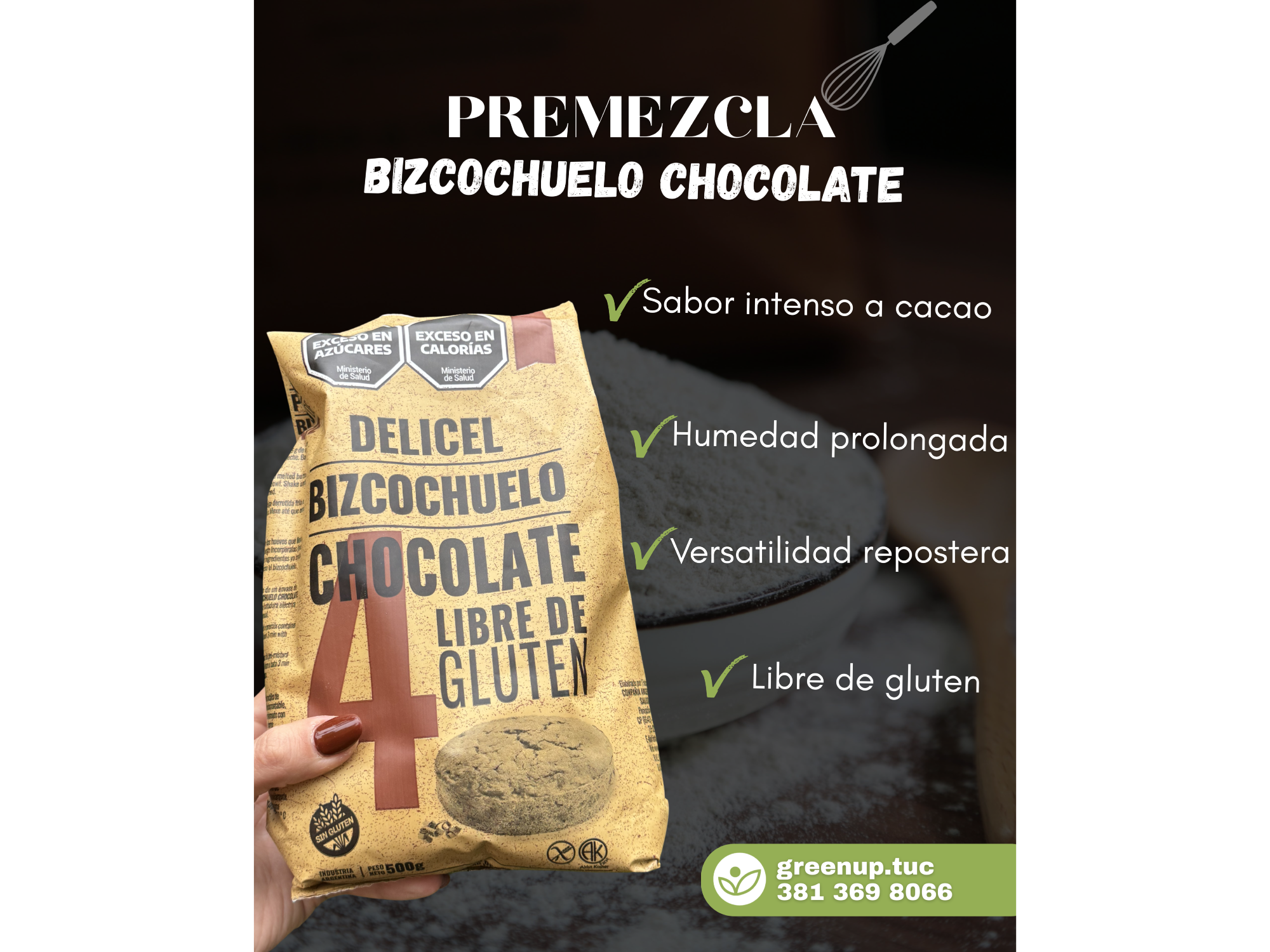 Premezcla bizcochuelo chocolate 500g - Delicel
