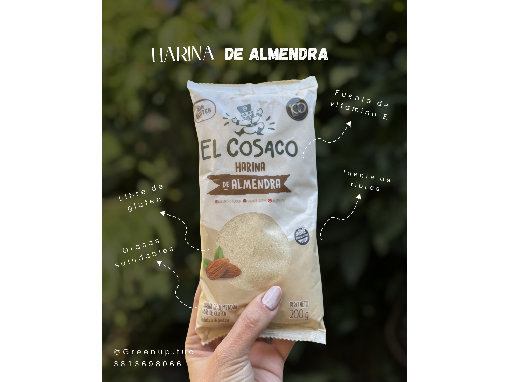 harina de almendras ¨el cosaco¨ 200g de Green Up tienda saludable