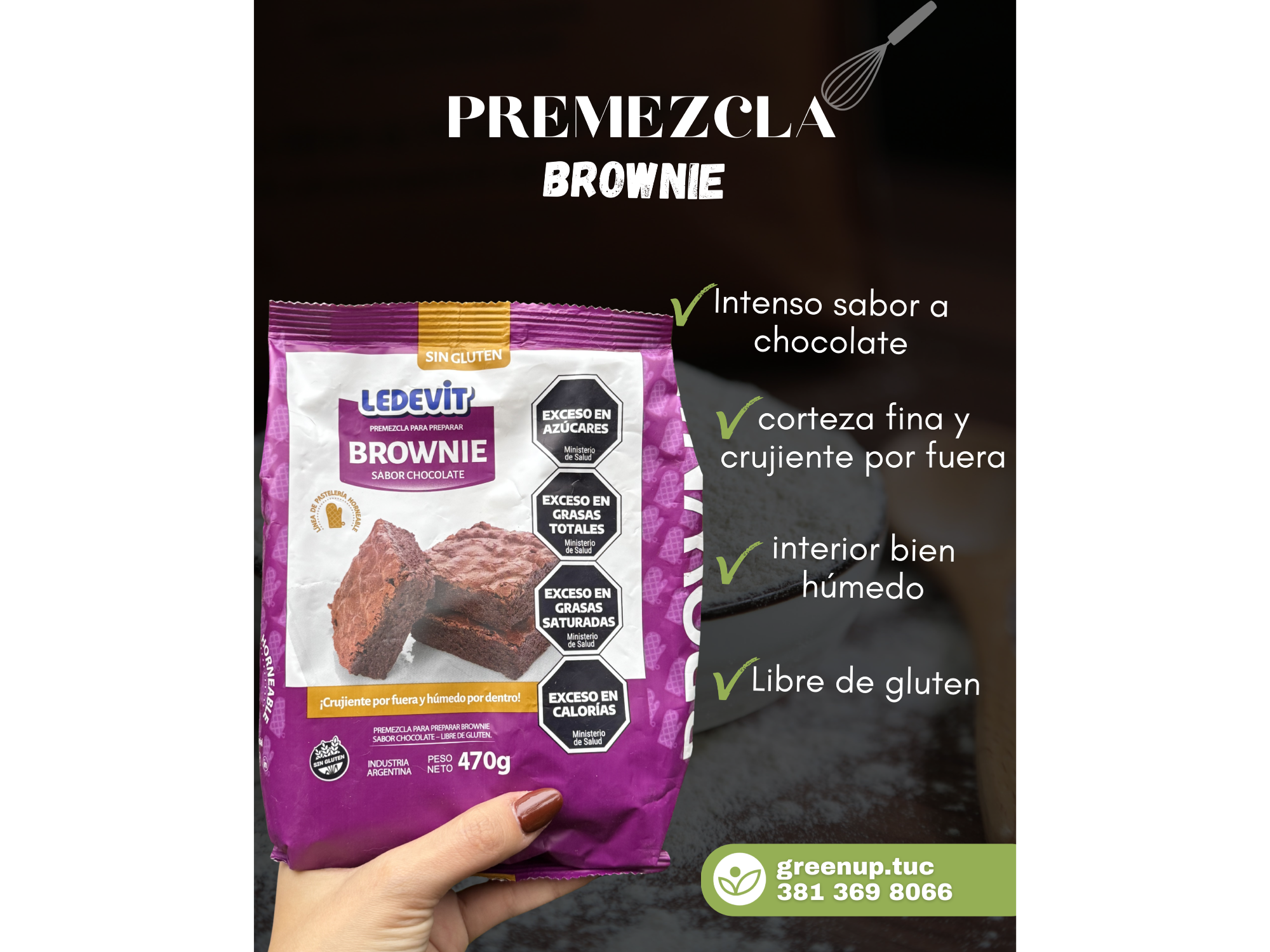 Premezcla brownie 470g -Ledevit