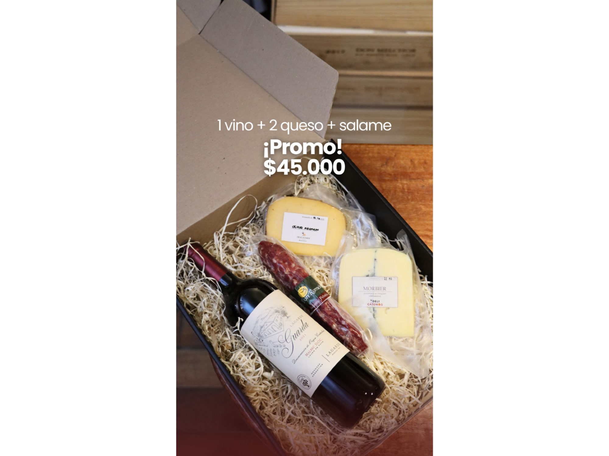1 Vino + 2 Quesos + Salame