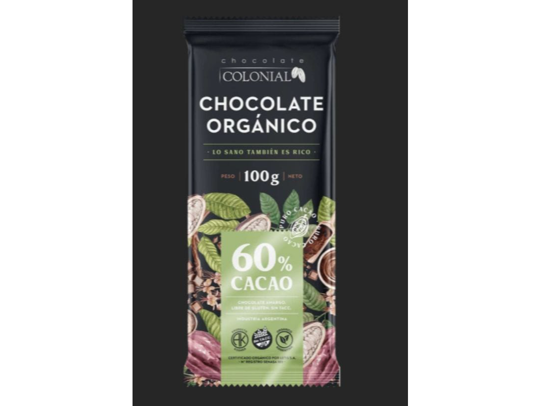 CHOCOLATE COLONIAL ORGÁNICO 60% CACAO 100gr