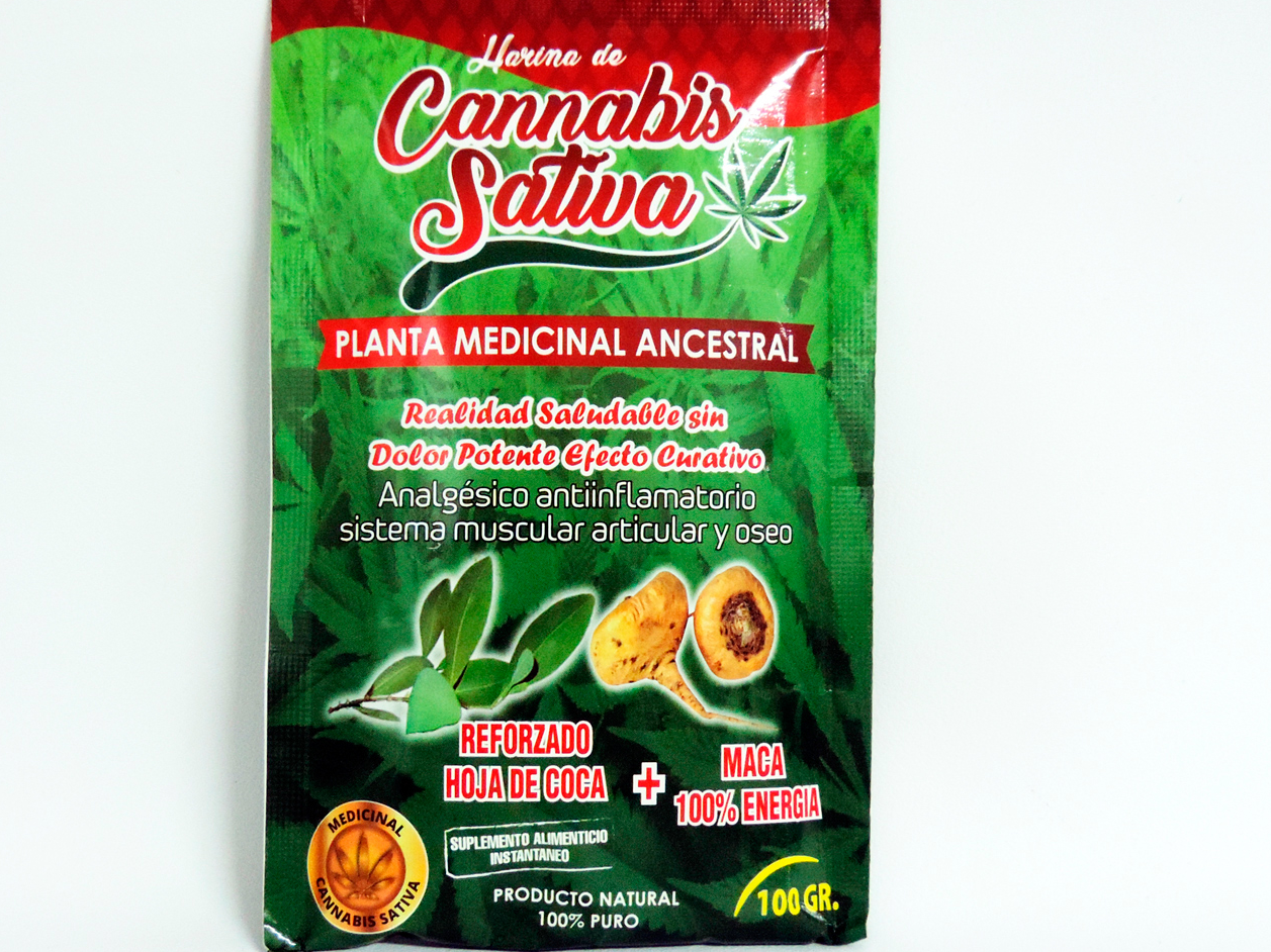 CANNABIS SATIVA + MACA NEGRA + HOJA DE COCA (HARINA) 100GR